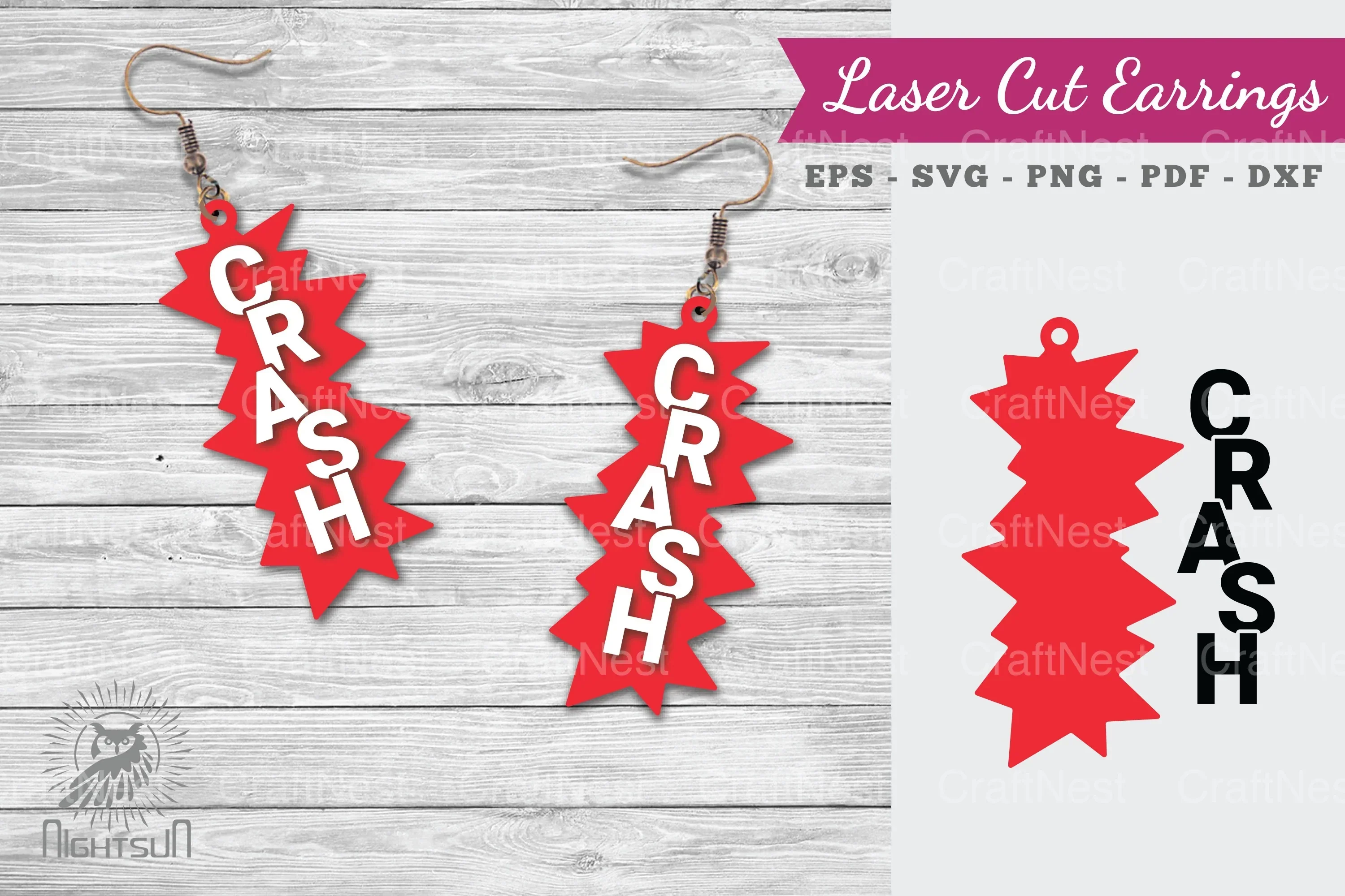 Crash Laser Cut Earrings SVG Bundle