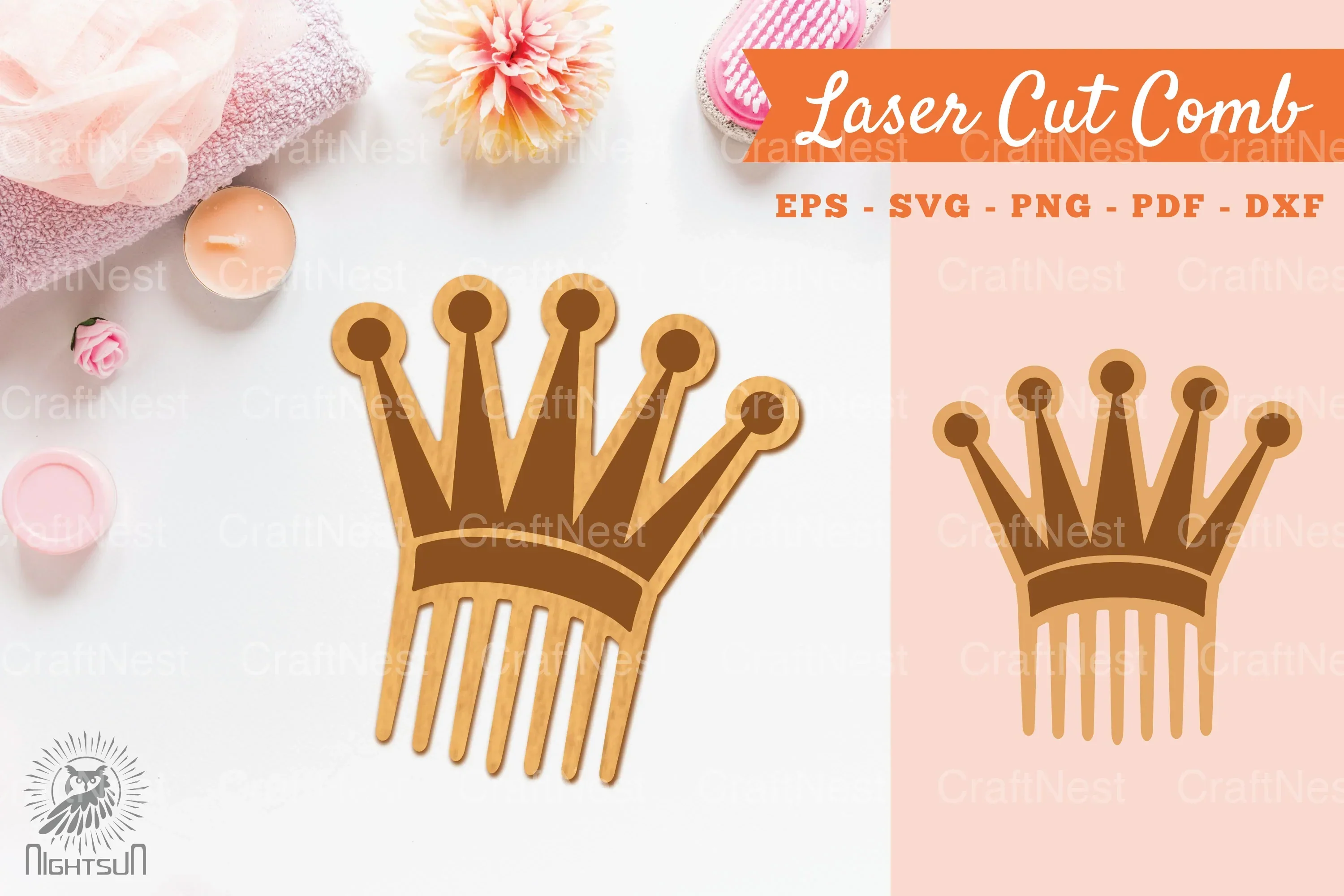 Crown Laser Cut Comb SVG Bundle