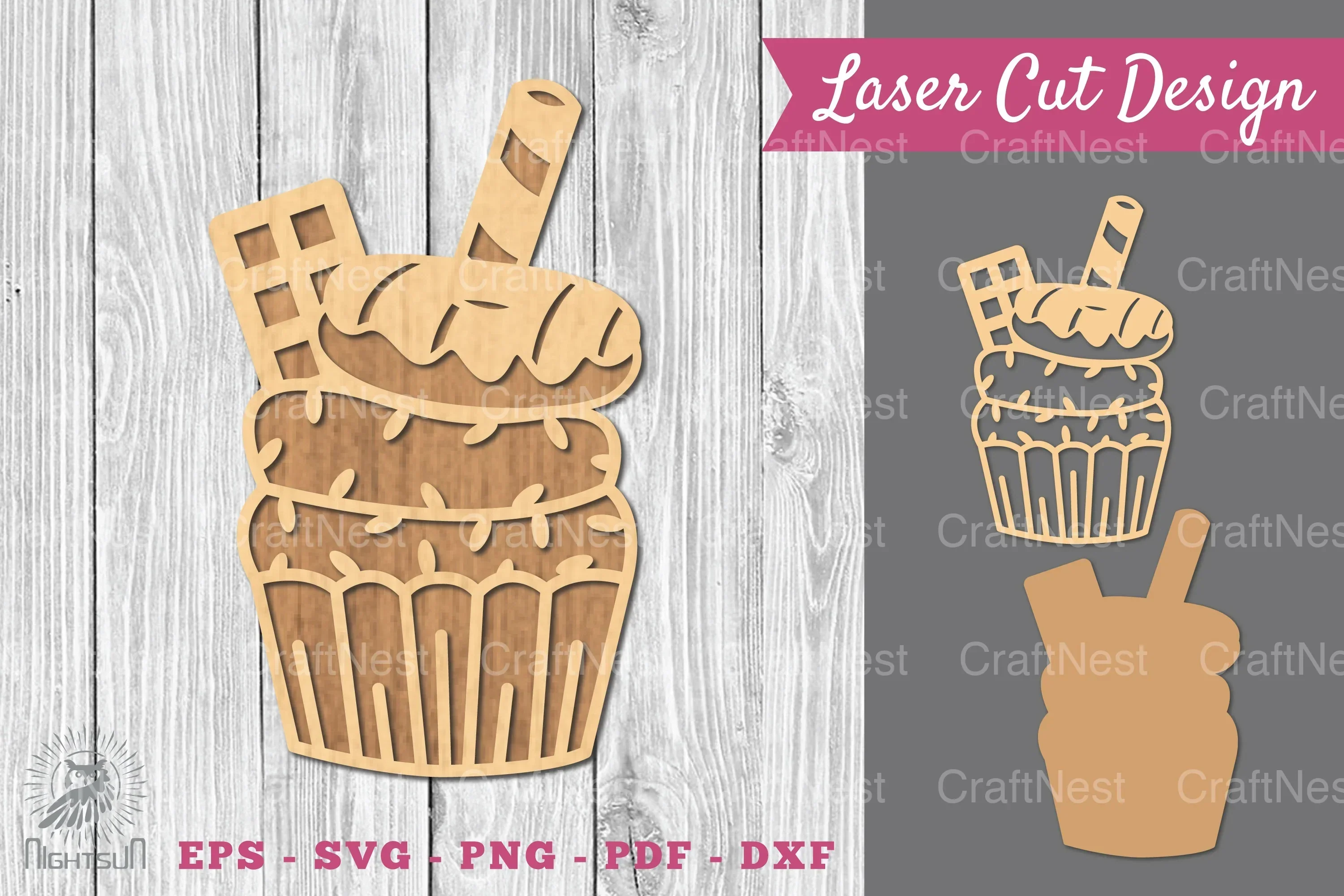 Cupcake Laser Cut Decoration SVG Bundle
