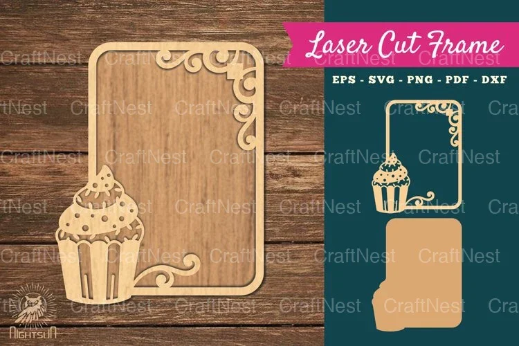 Cupcake Laser Cut Frame SVG Bundle