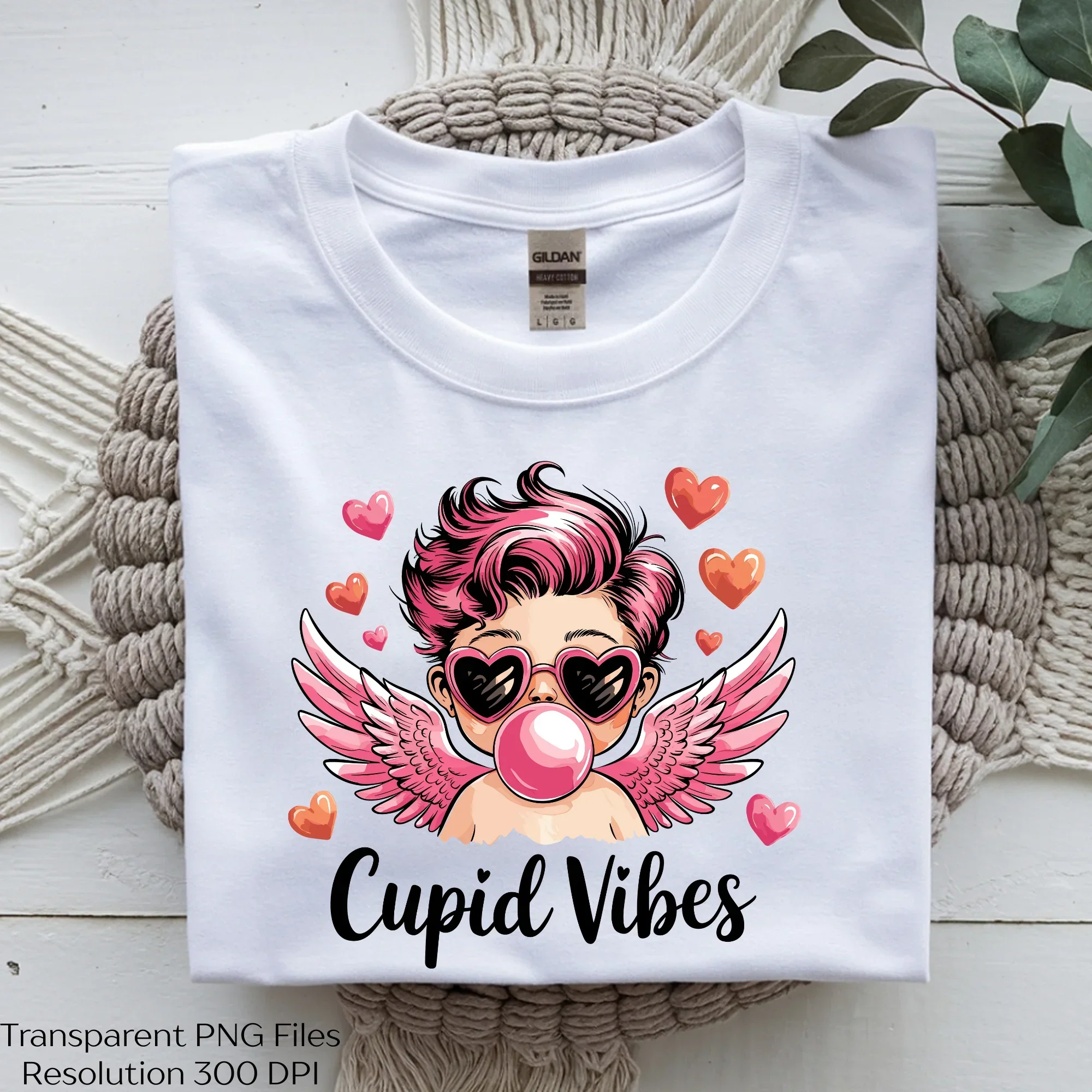 Cupid Vibes Pink Heart Wing Valentine SVG Bundle