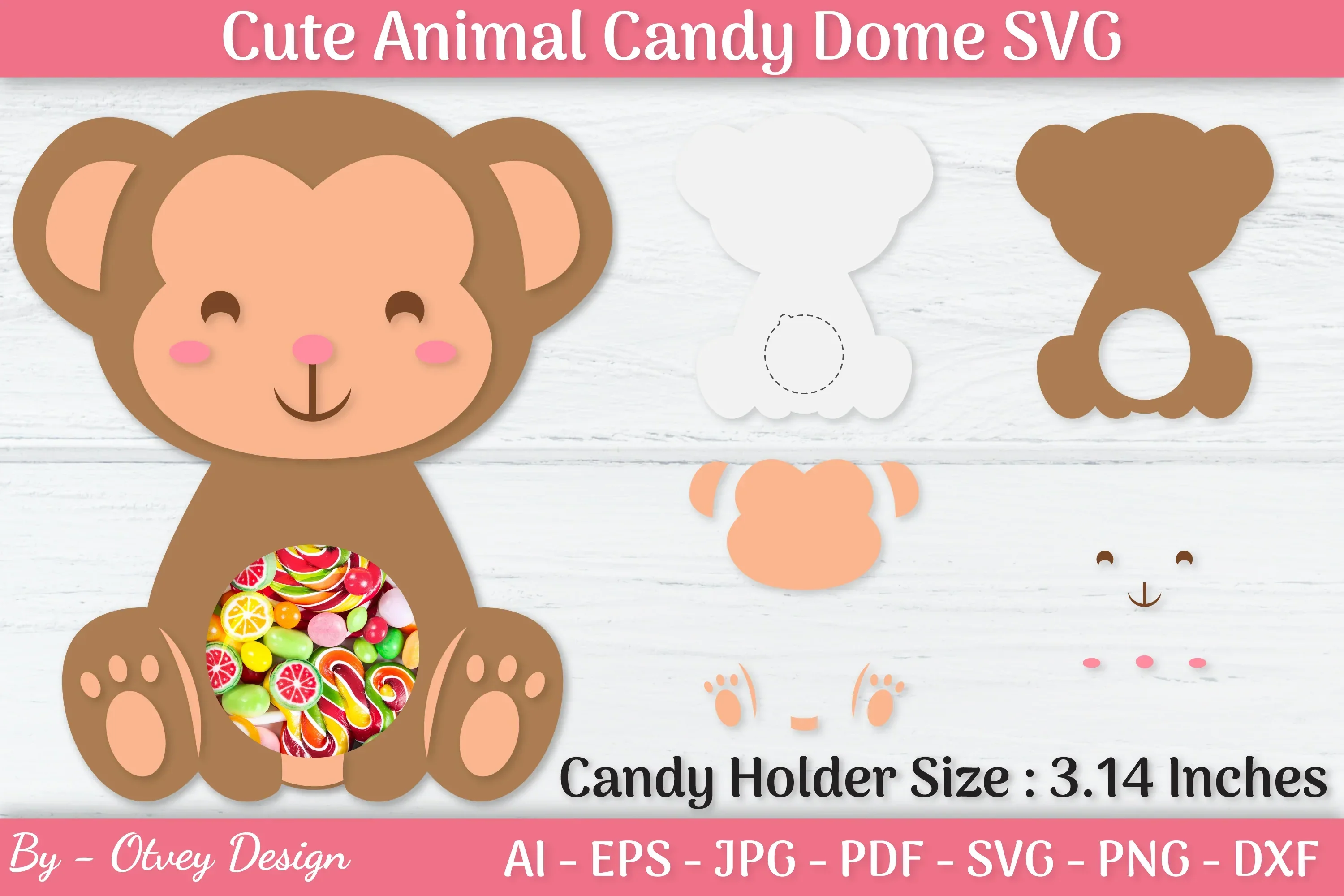 Cute Animals Candy Dome Holder SVG Bundle