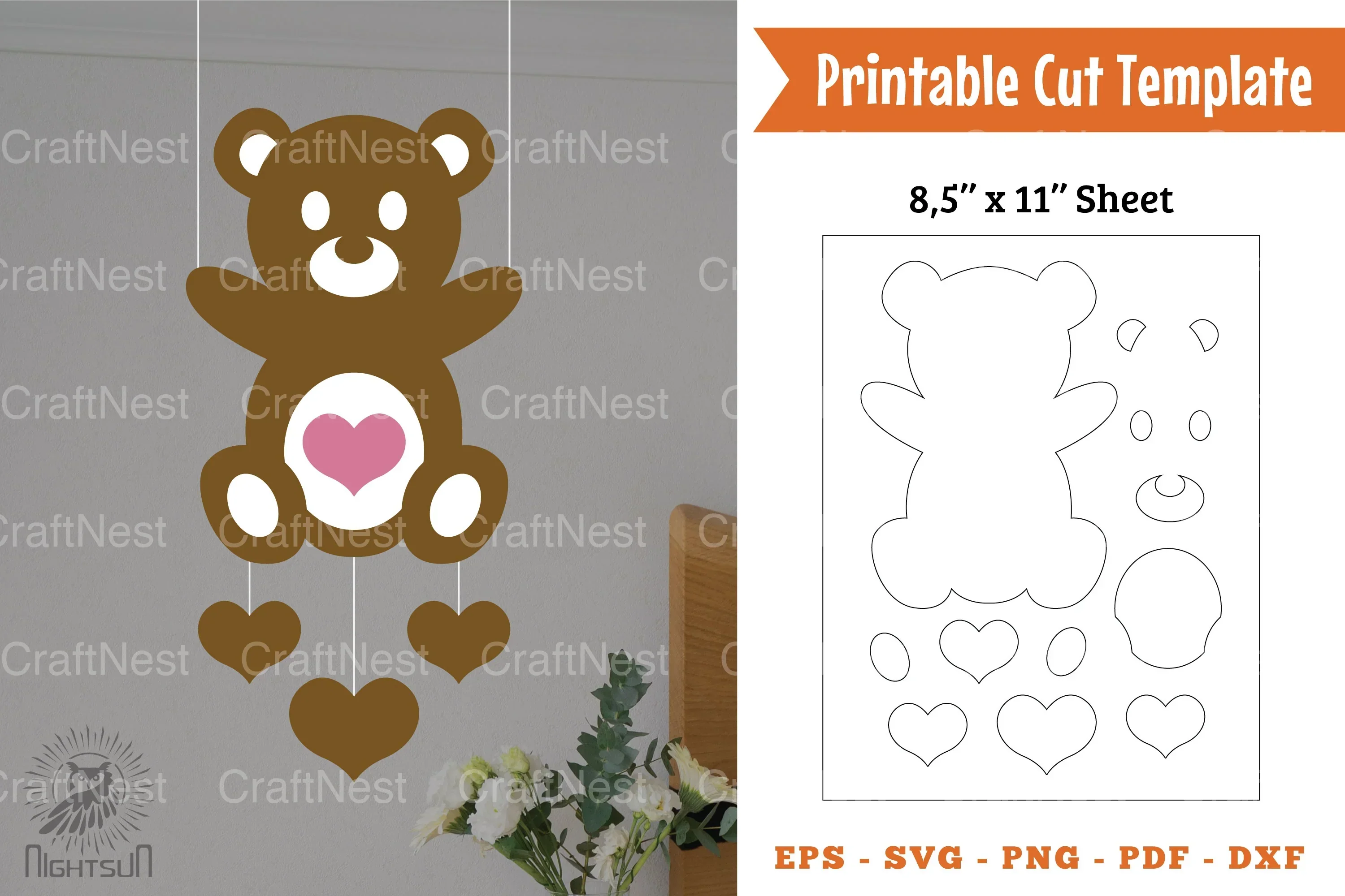 Cute Bear Papercut Template Bundle