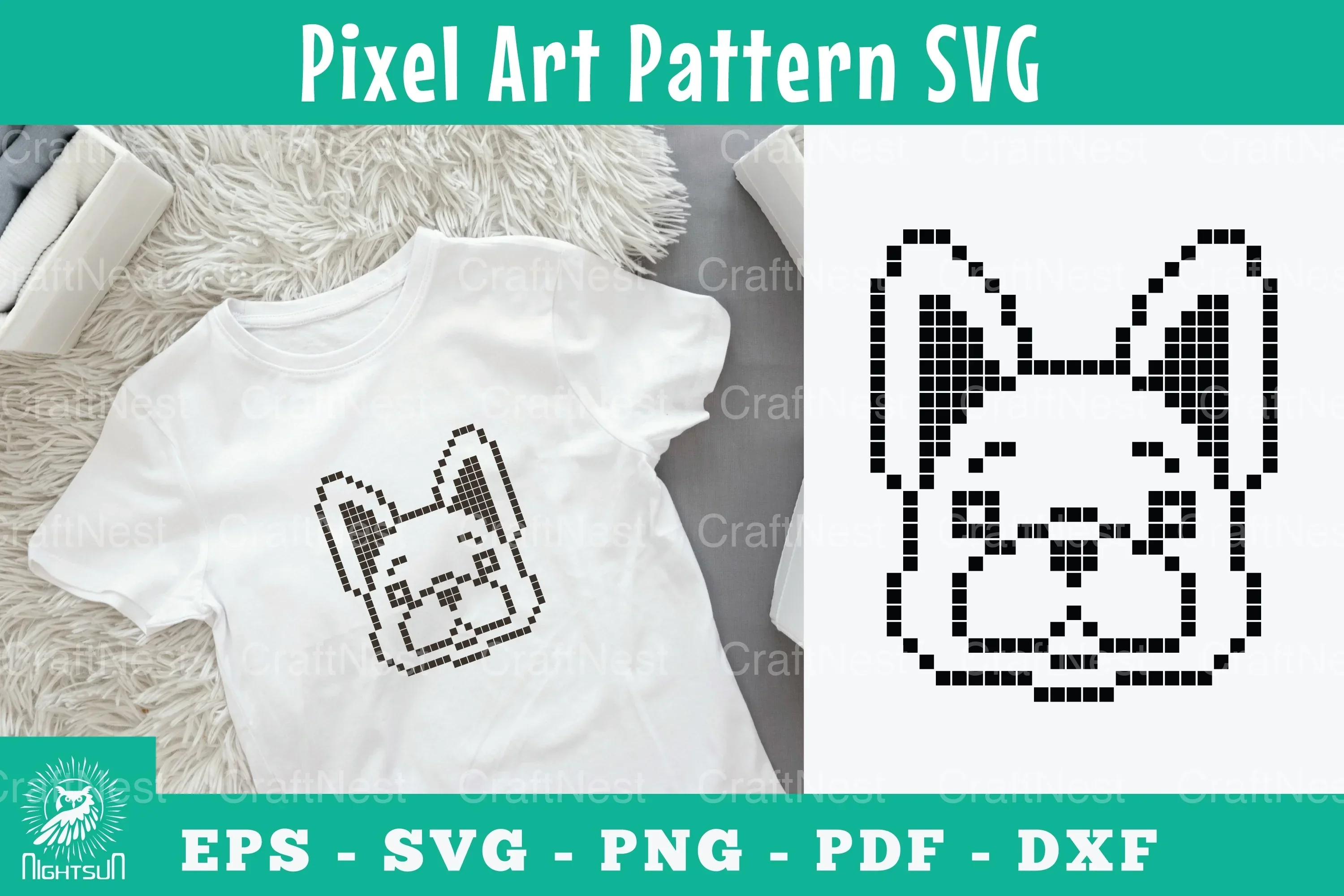 Cute Dog Pixel Art Pattern Clipart Bundle