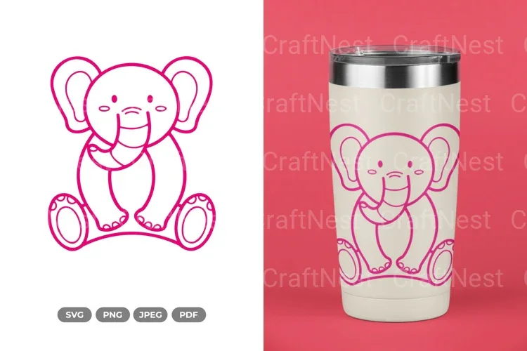 Cute Elephant Nursery Doodle Clipart Bundle
