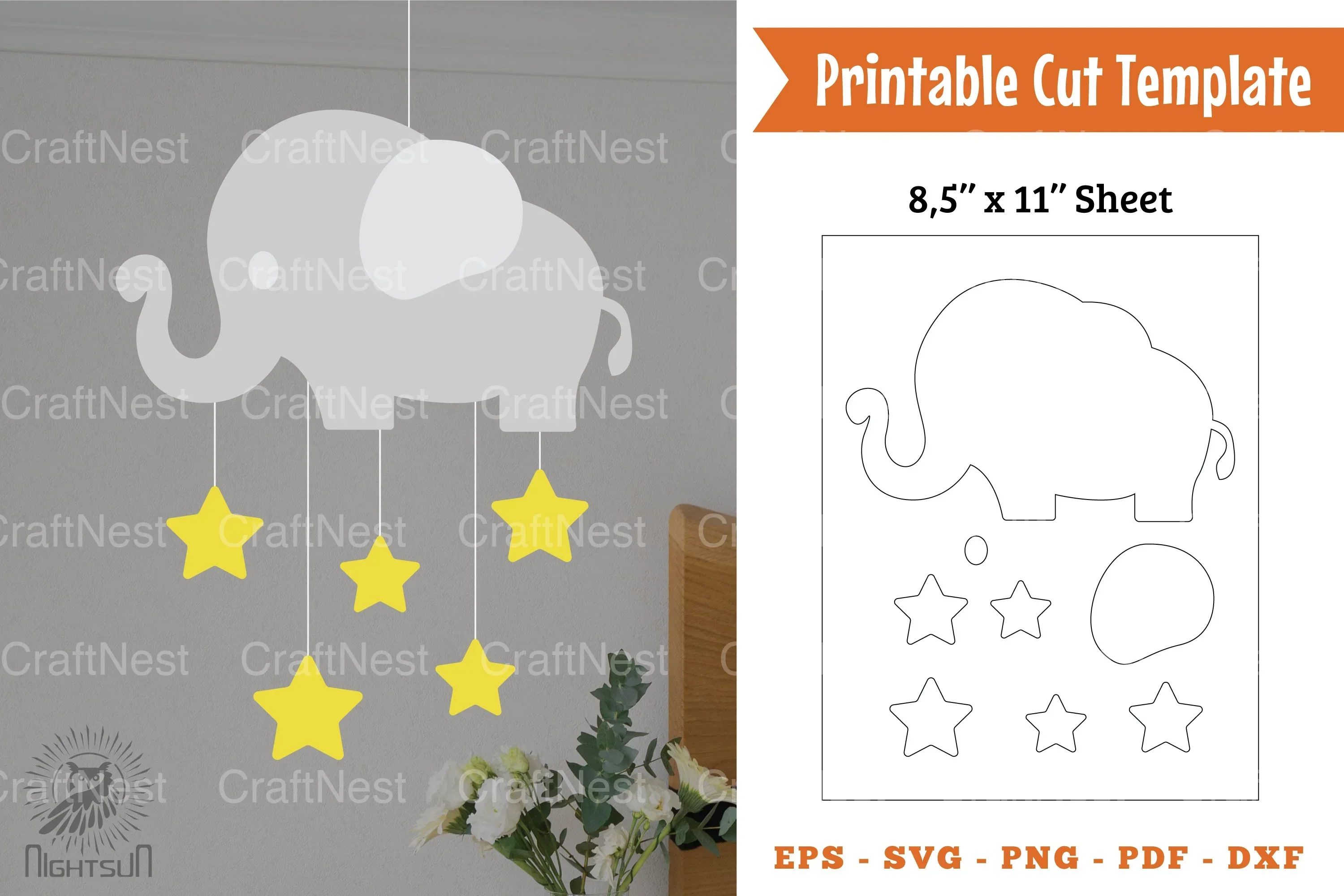 Cute Elephant Papercut Template Bundle