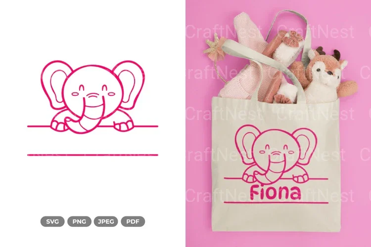 Cute Elephant Split Border Clipart Bundle