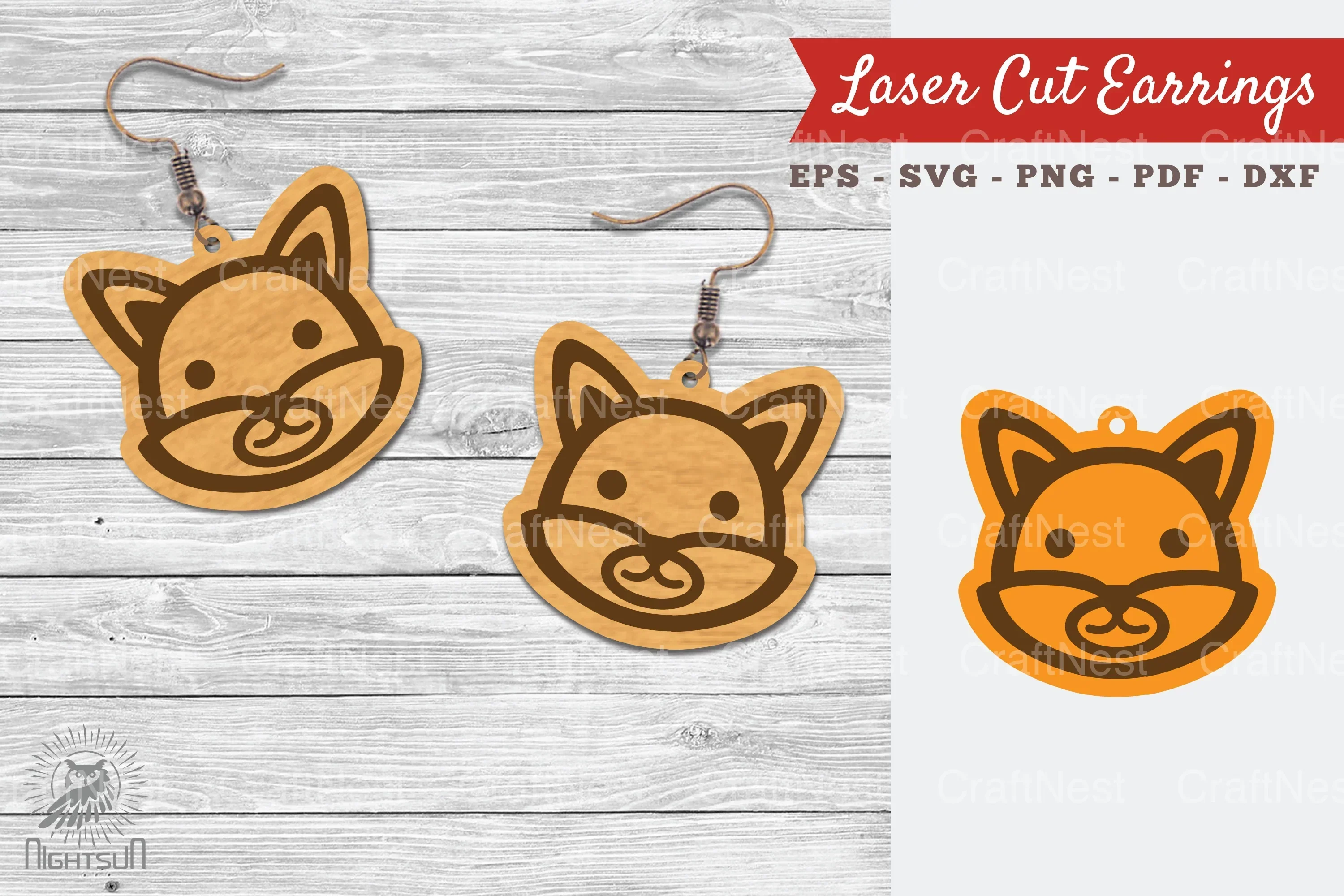 Cute Fox Laser Cut Earrings Design Bundle