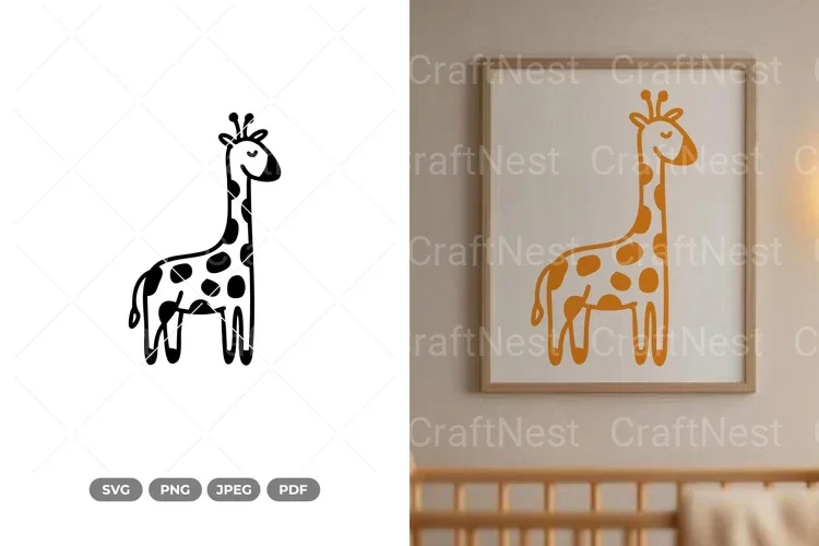 Cute Giraffe Nursery Doodle Clipart Bundle