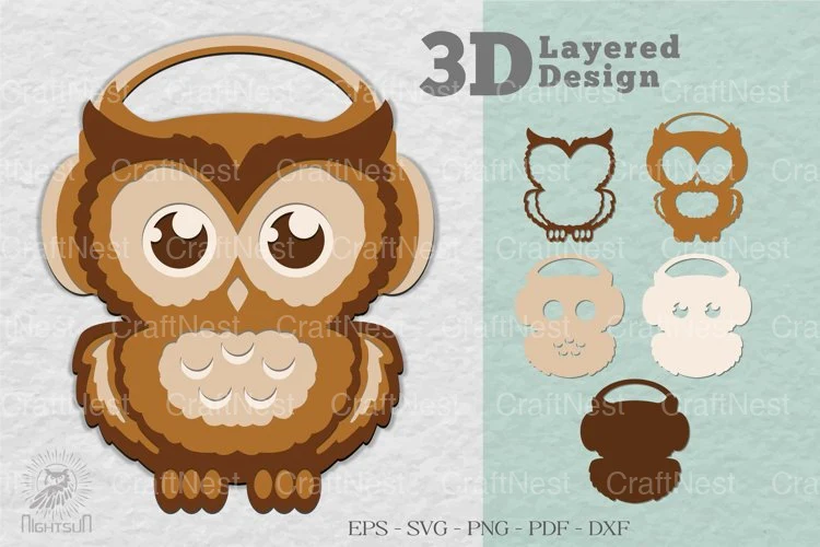 Cute Owl 3D Design Clipart Bundle