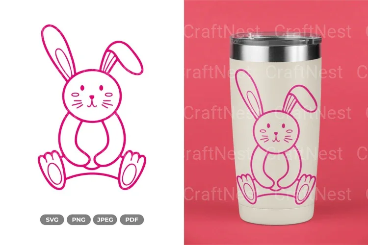 Cute Rabbit Nursery Doodle Clipart Bundle