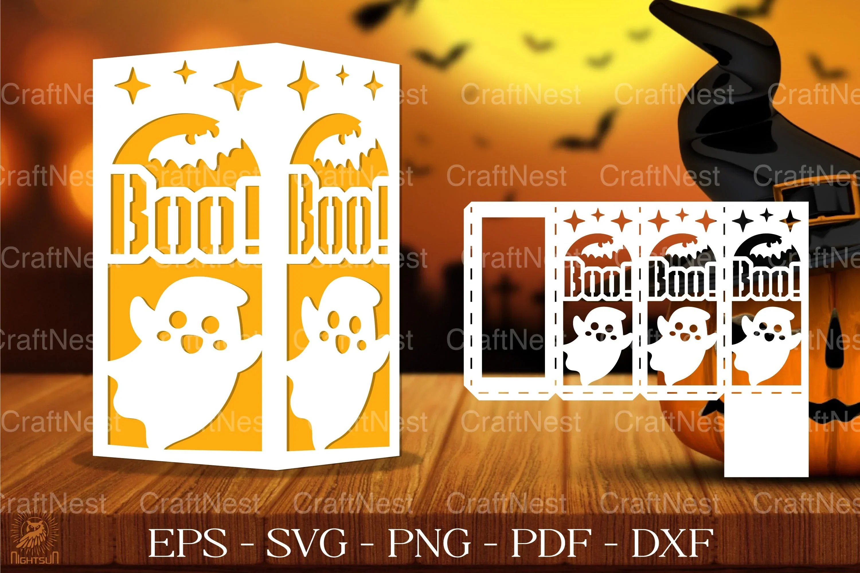 Cute Spooky Ghost Lantern Clipart Bundle - Image 2