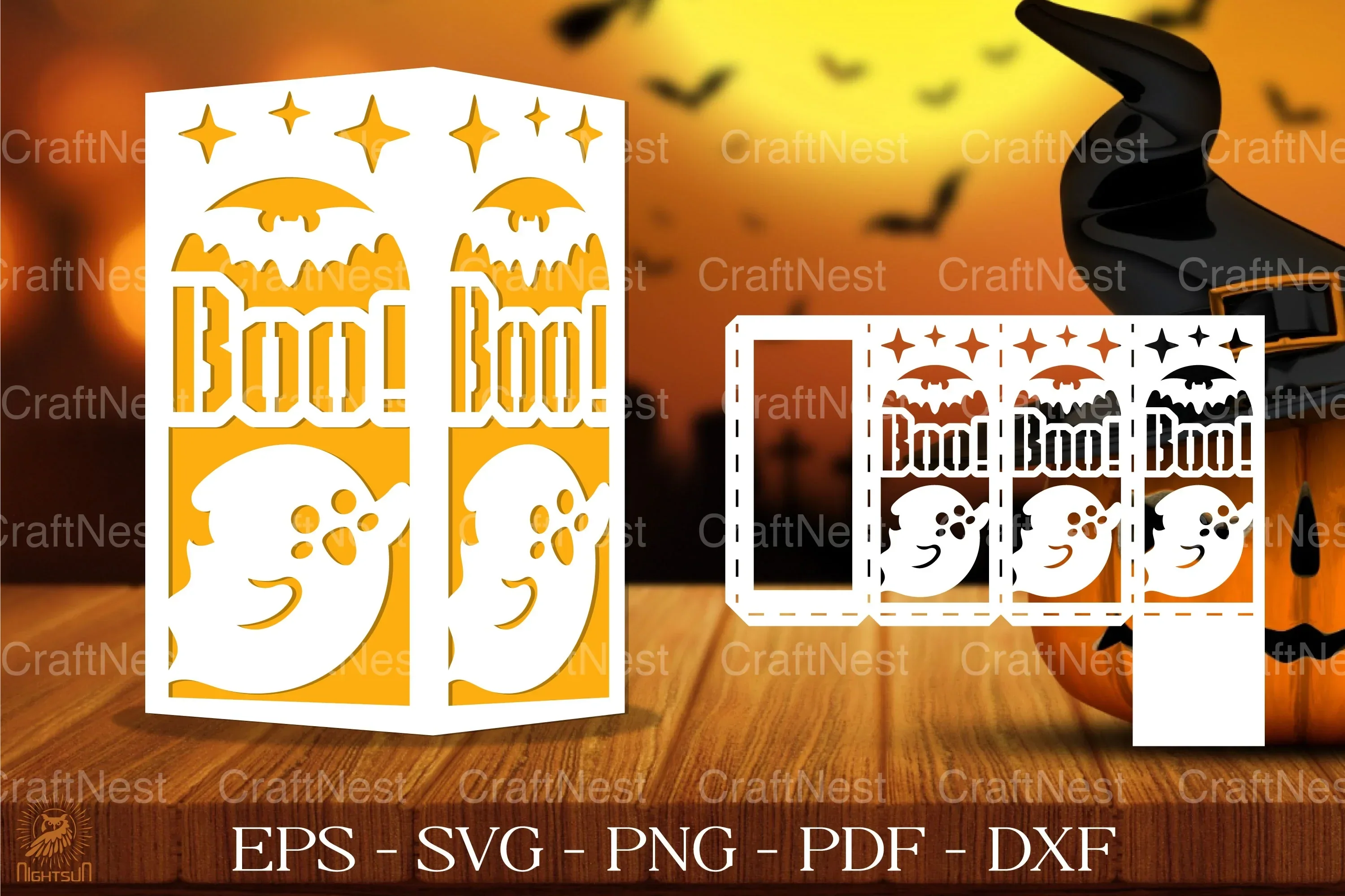 Cute Spooky Ghost Lantern Papercut Clipart Bundle