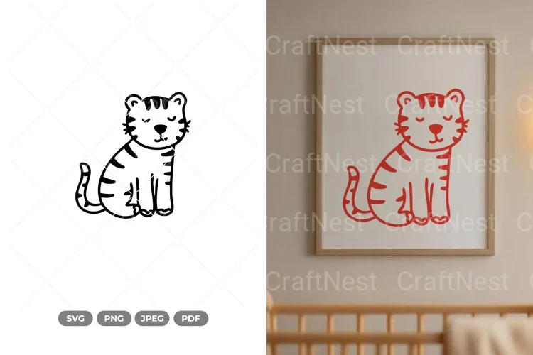 Cute Tiger Nursery Doodle Clipart Bundle