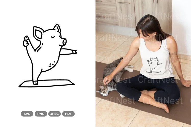 Cute Yoga Pig Clipart Bundle
