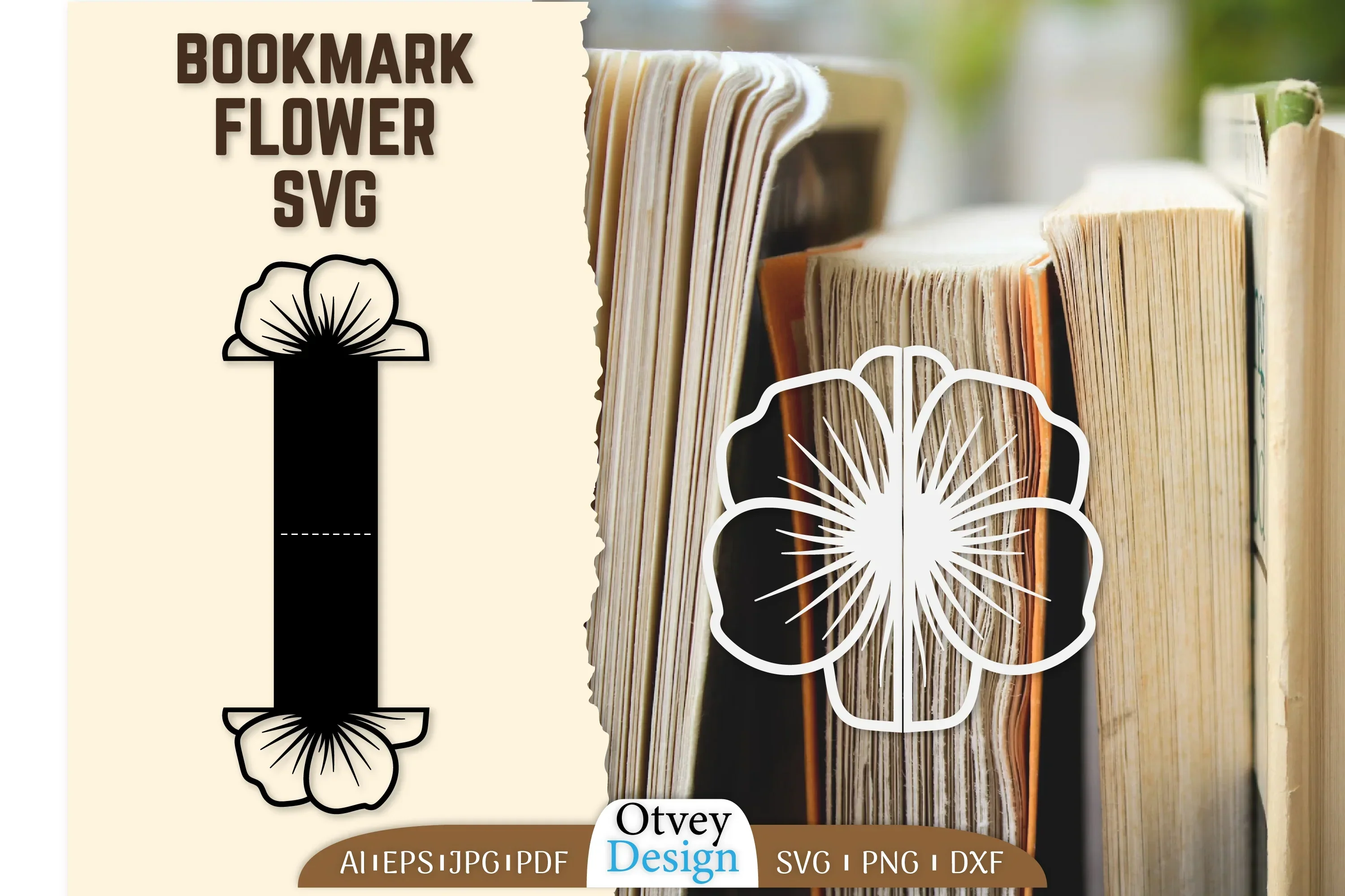 Cutout Flower Bookmark SVG Bundle