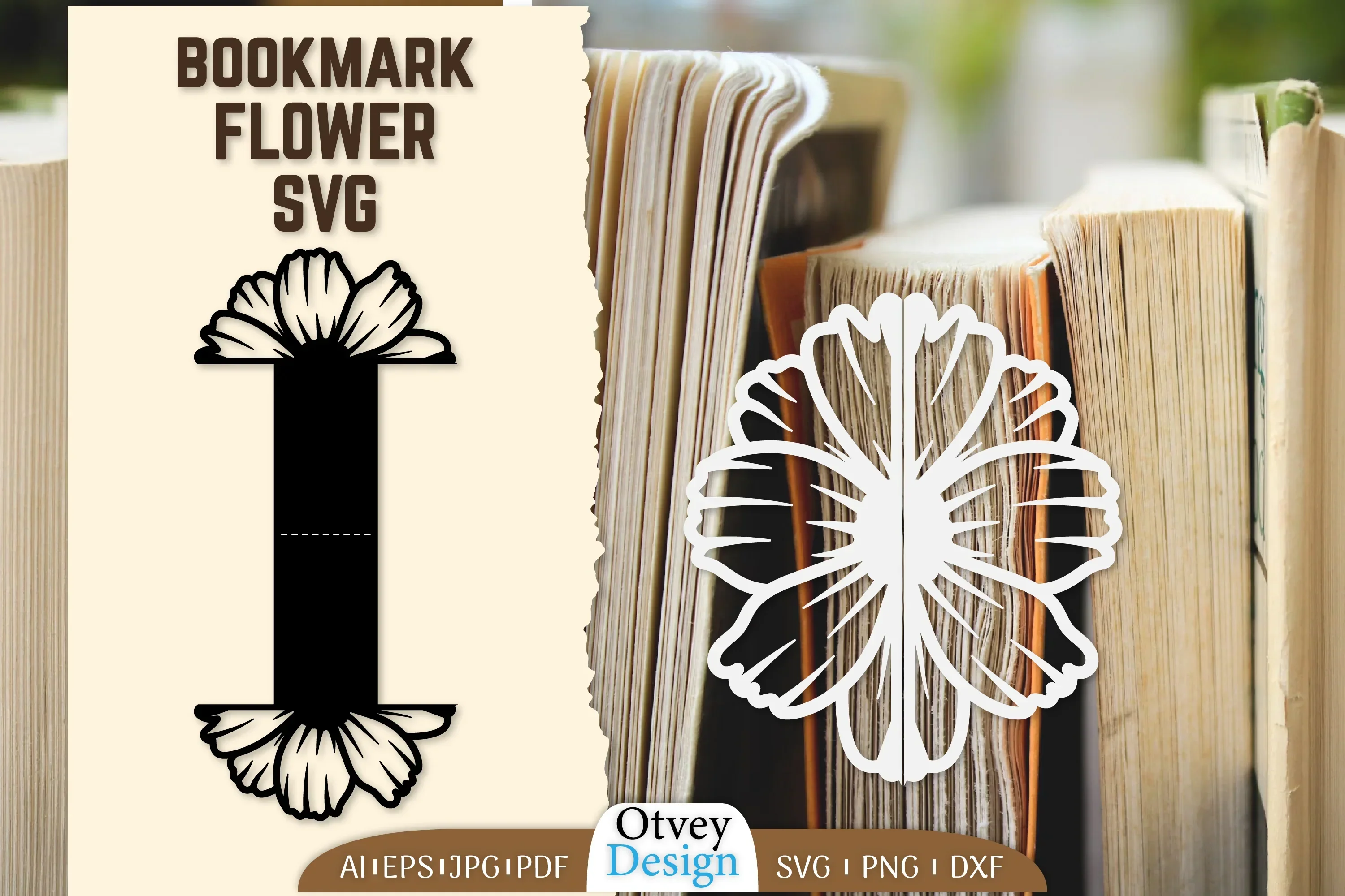 Cutout Flower Bookmark SVG Bundle