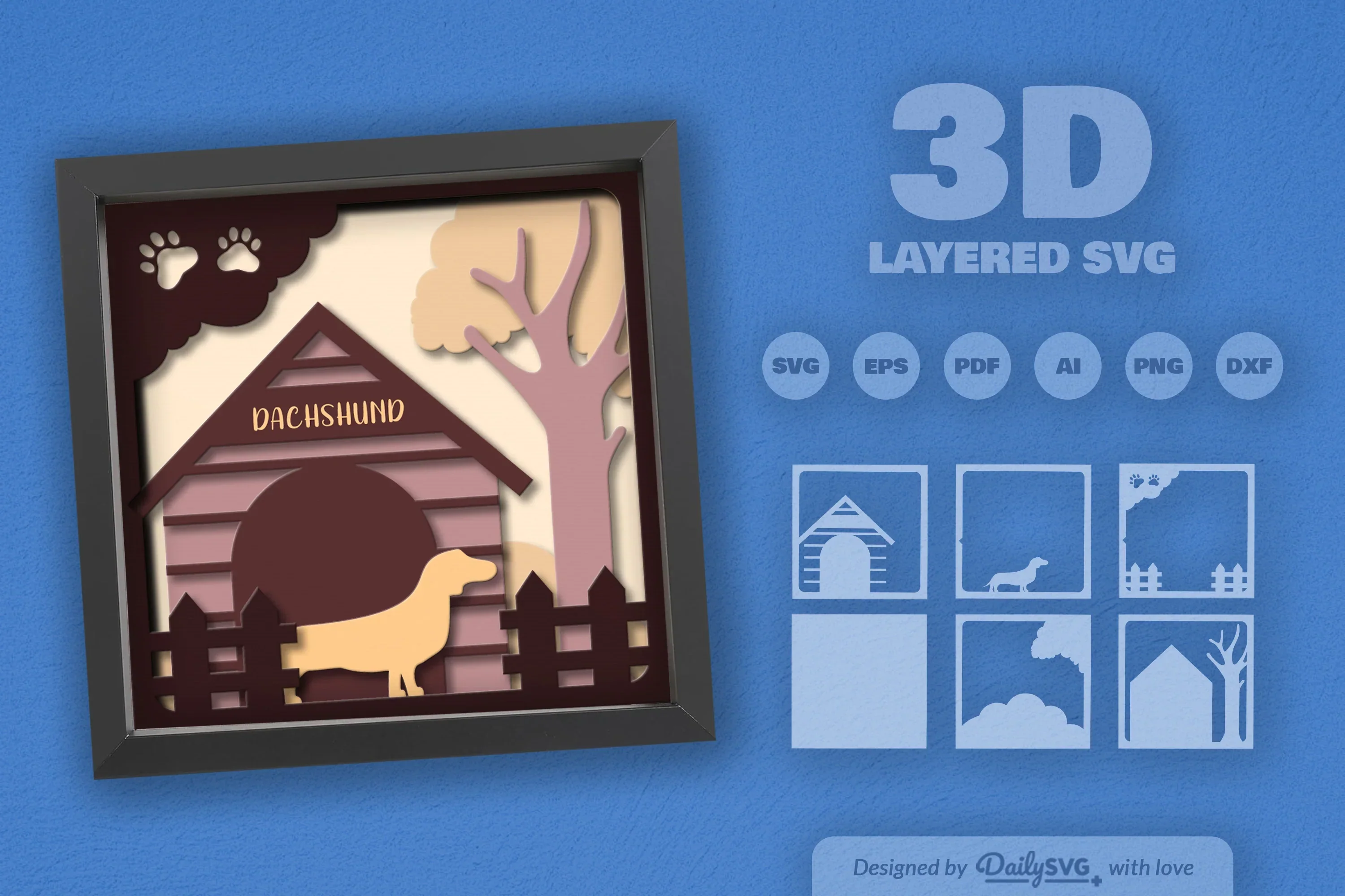 Dachshund Dog House Papercut SVG Bundle - Image 2
