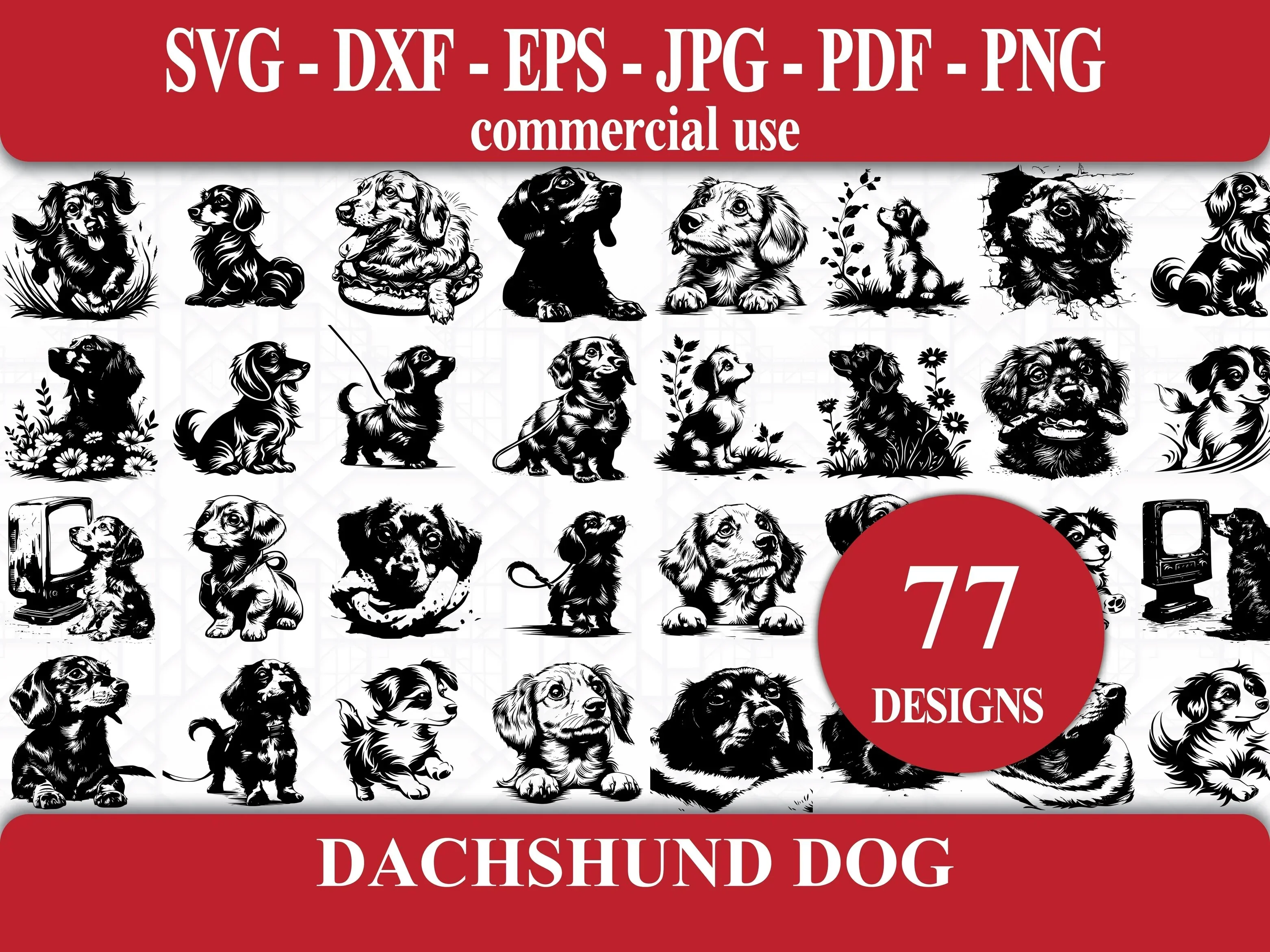 Dachshund Dog SVG Bundle