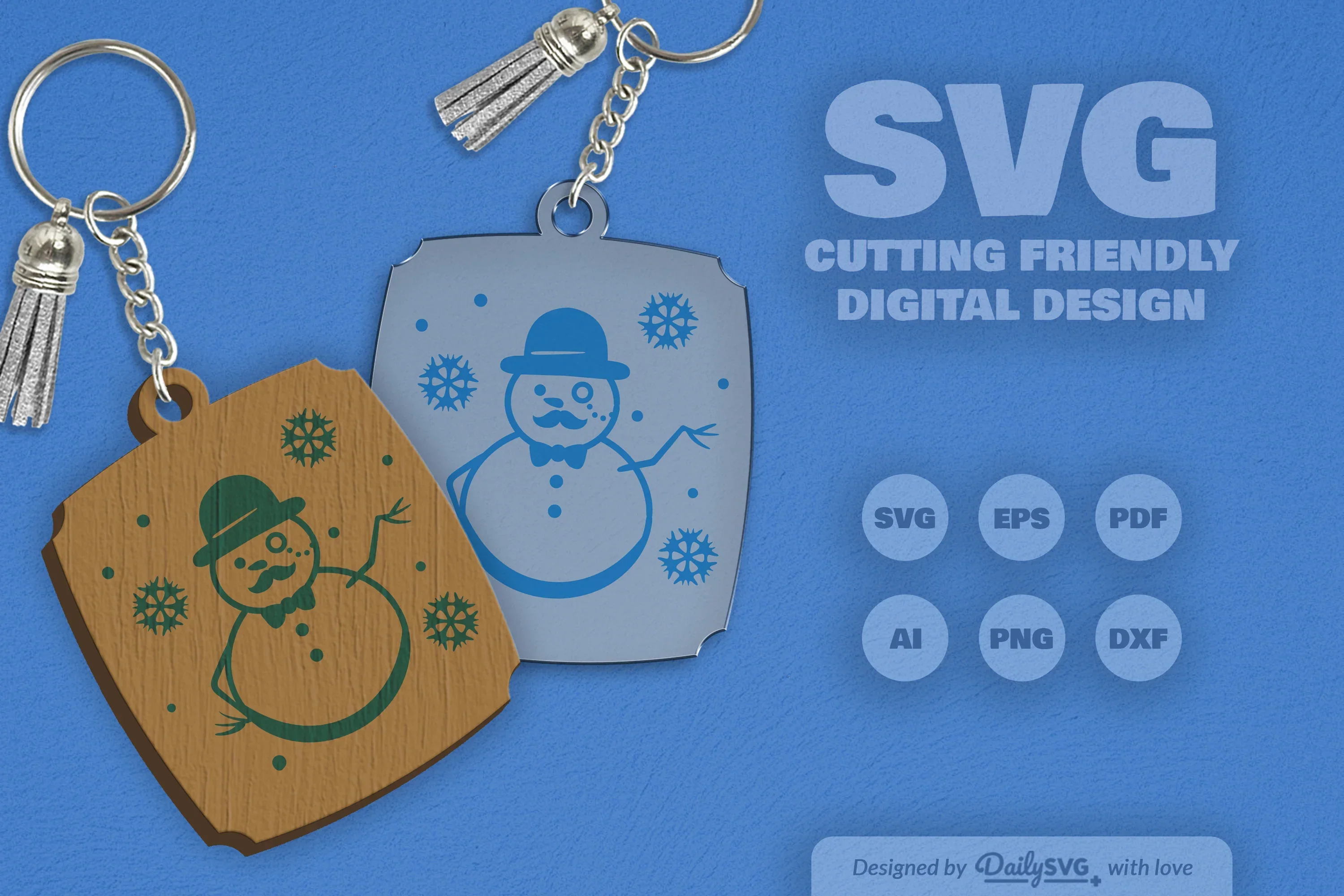 Daily SVG Bundles Snowman Keychain Clipart - Image 11
