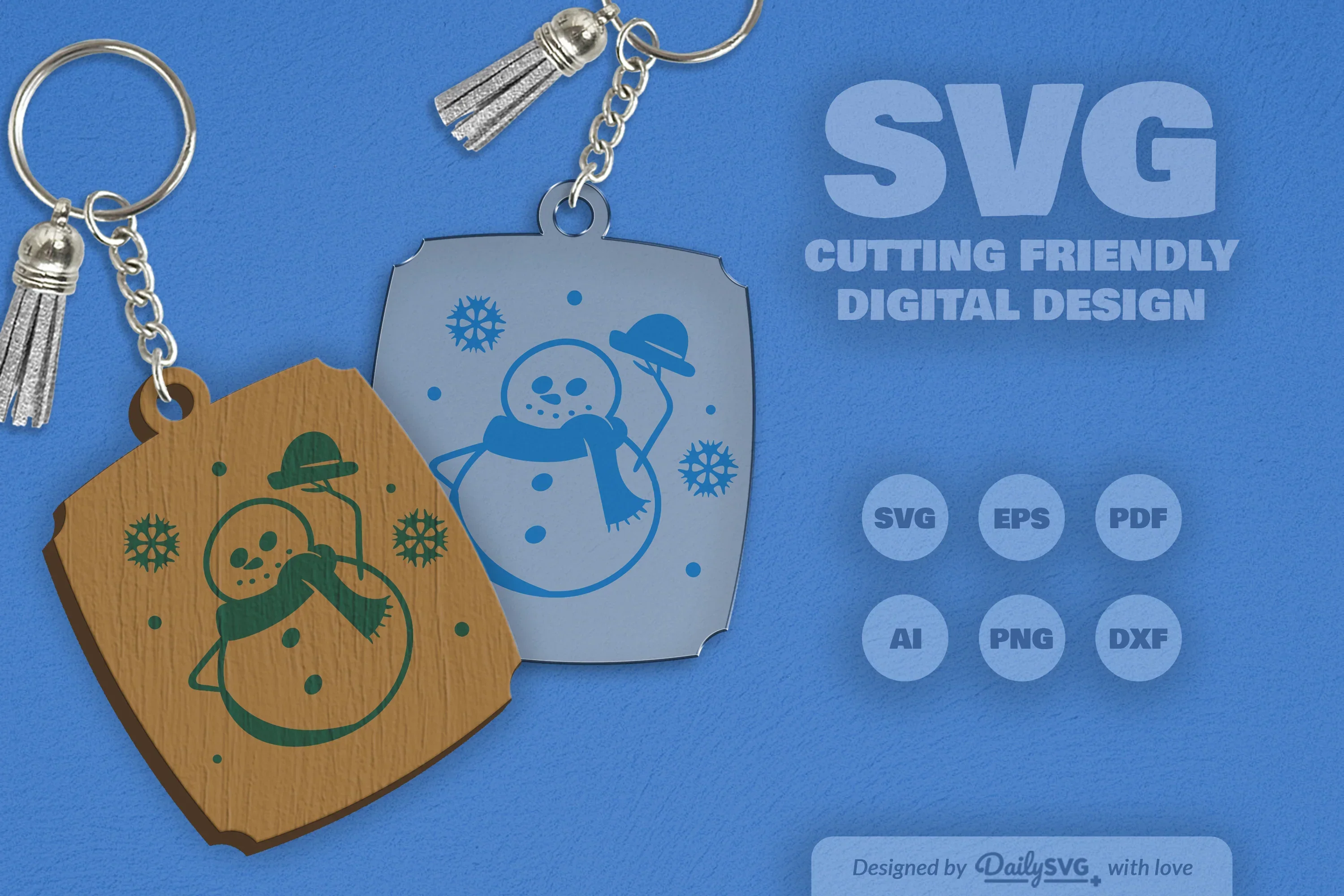 Daily SVG Bundles Snowman Keychain Clipart - Image 3