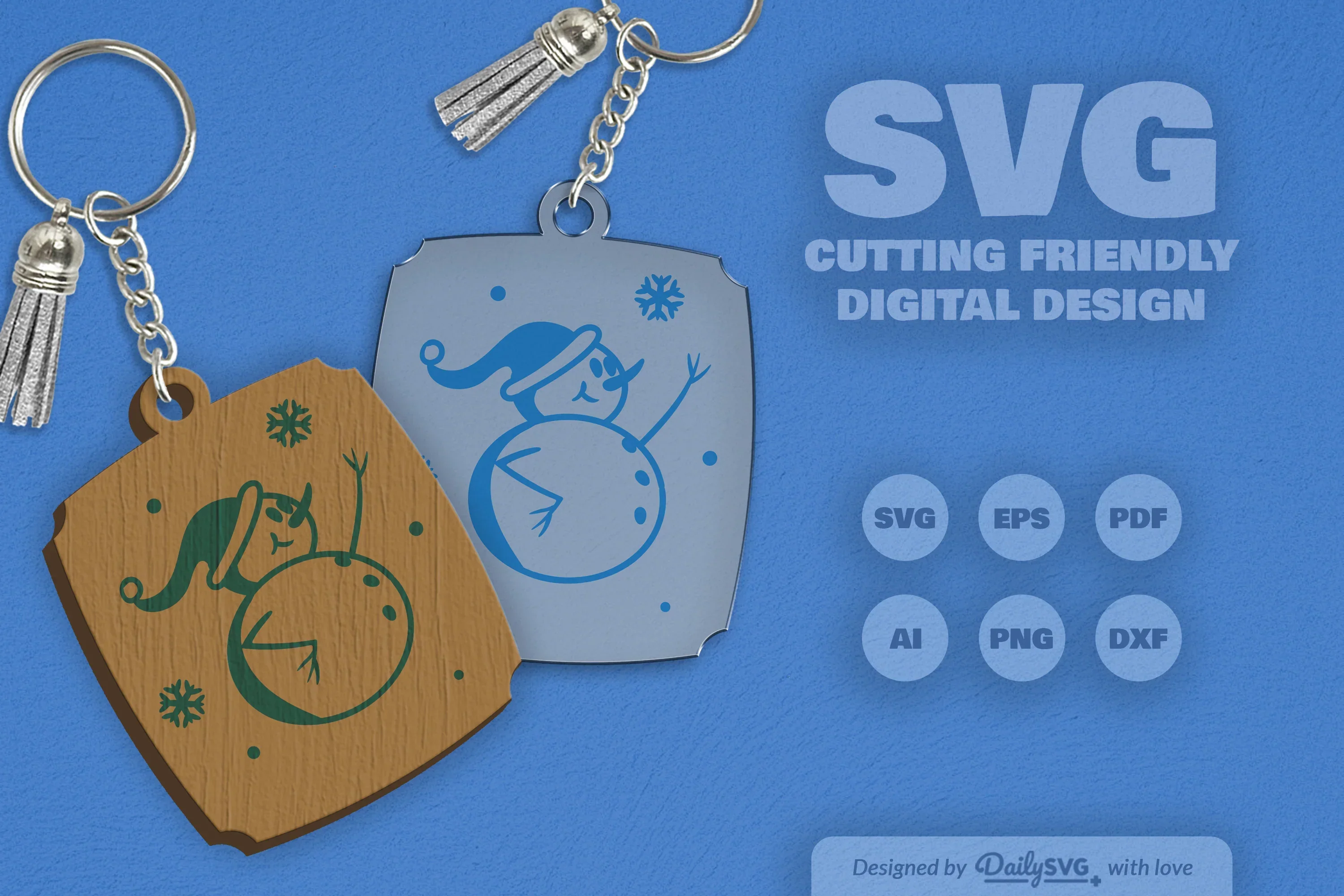 Daily SVG Bundles Snowman Keychain Clipart - Image 4