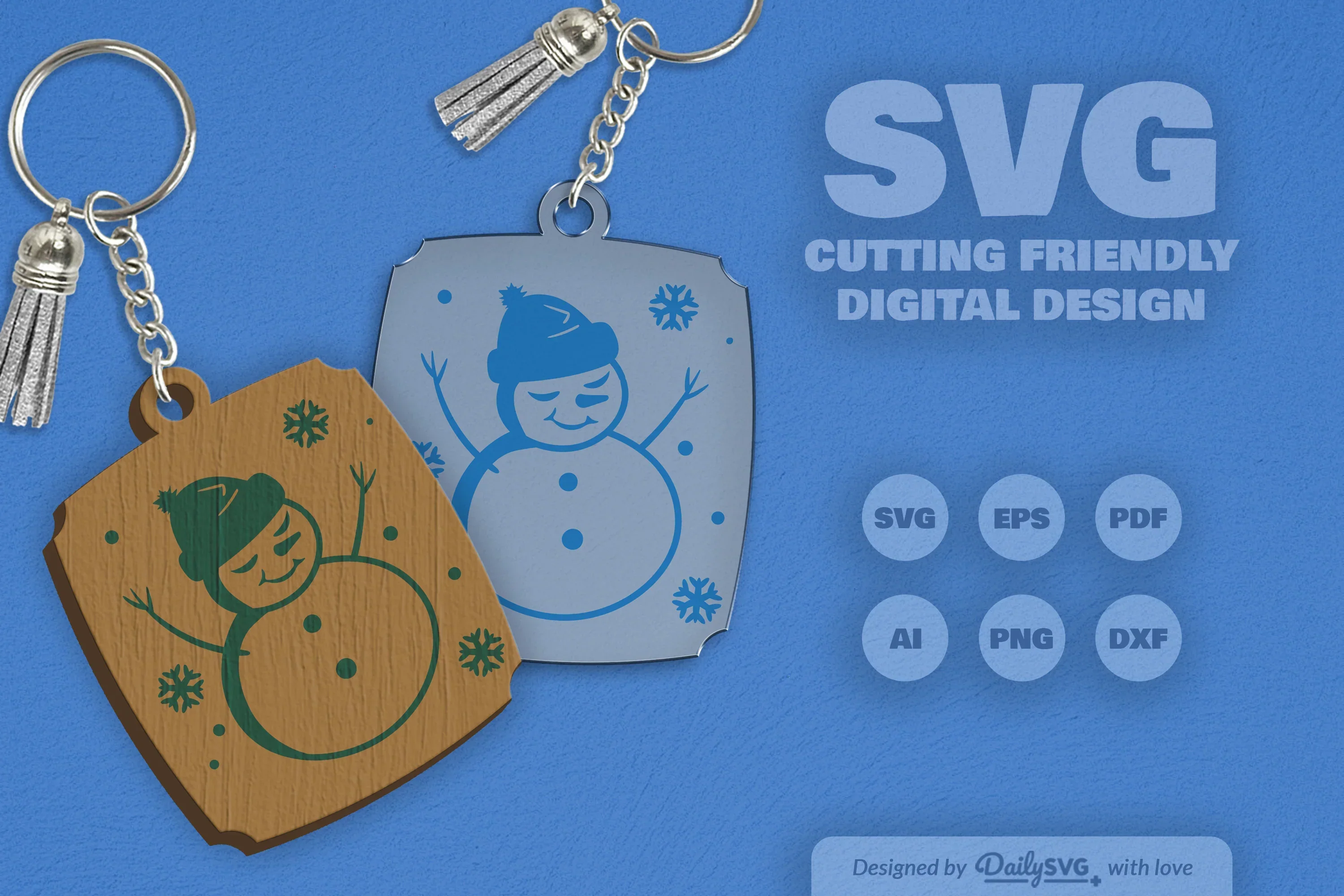 Daily SVG Bundles Snowman Keychain Clipart - Image 6