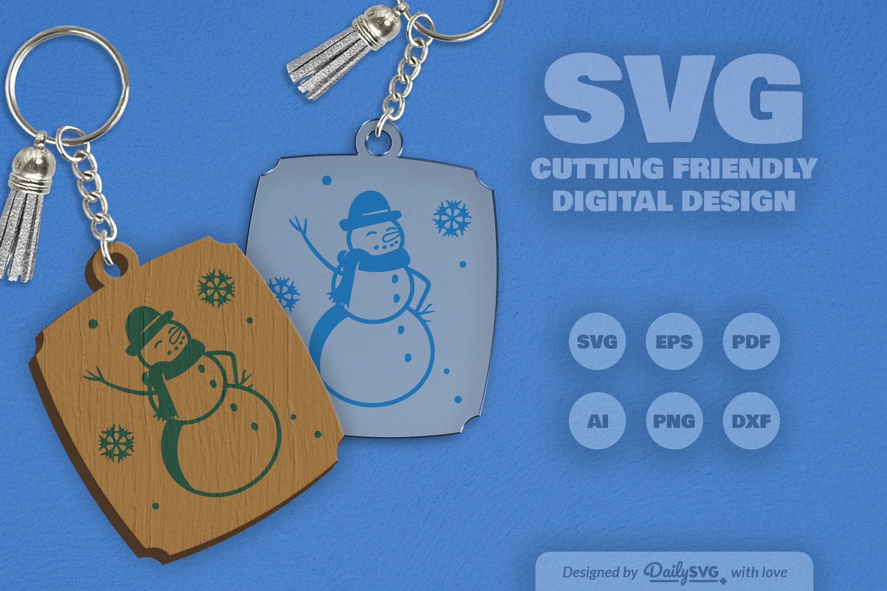Daily SVG Bundles Snowman Keychain Clipart - Image 7