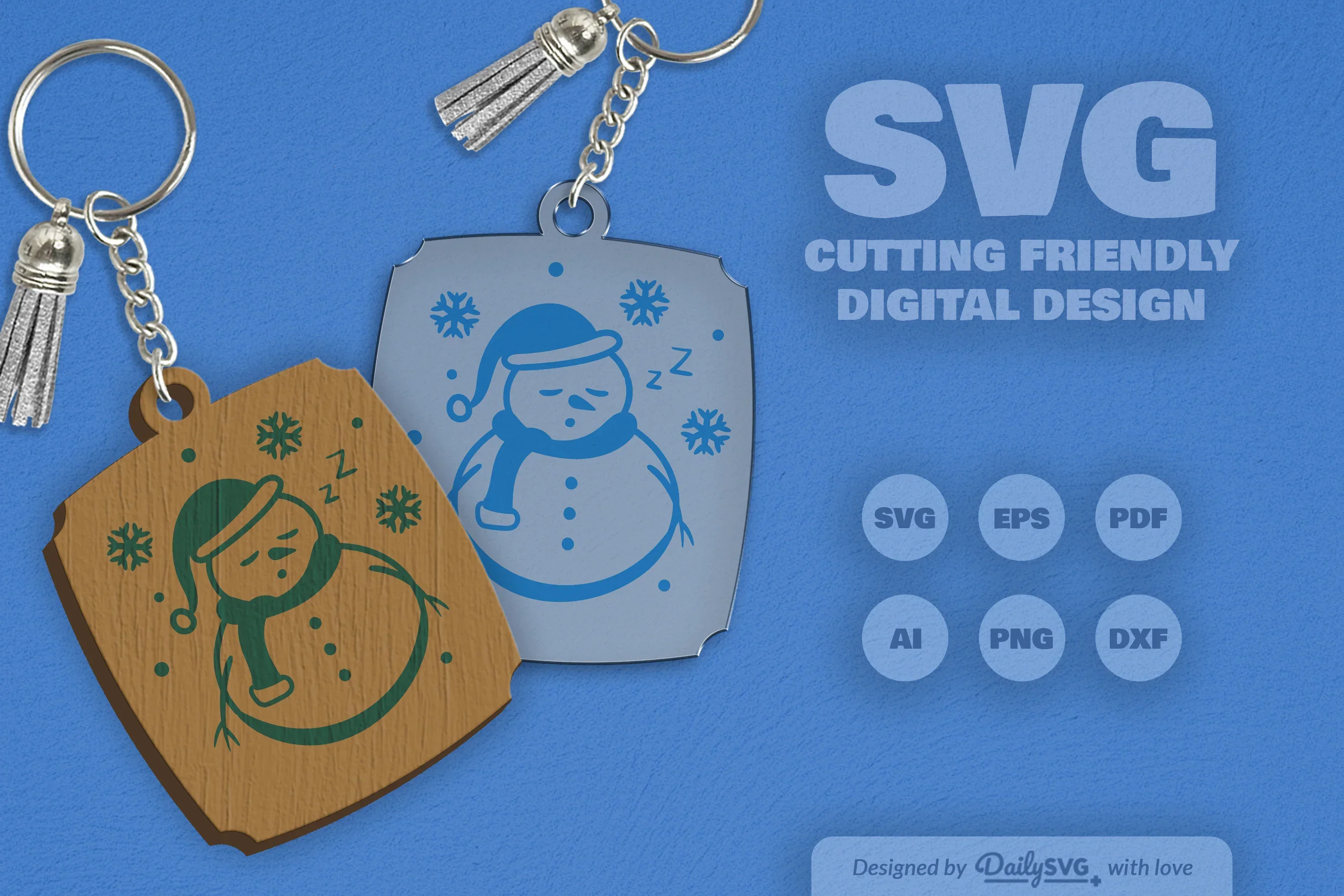 Daily SVG Bundles Snowman Keychain Clipart - Image 8