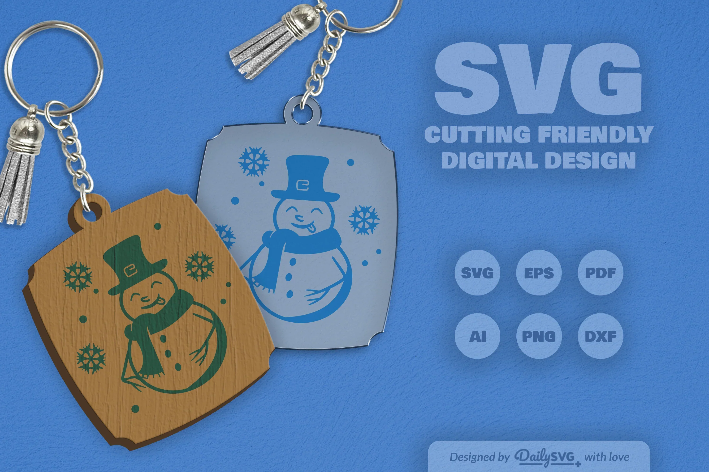 Daily SVG Bundles Snowman Keychain Clipart - Image 9