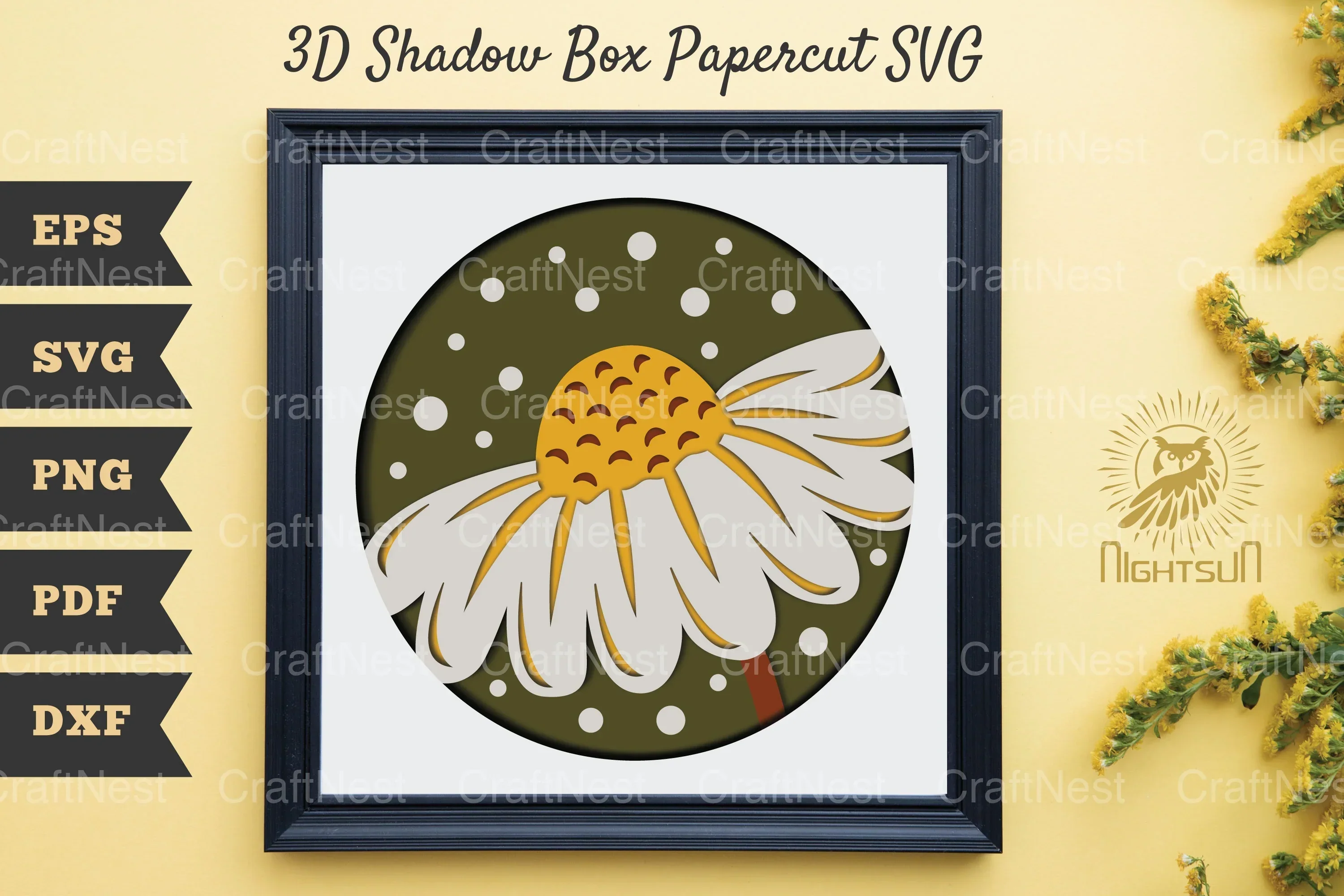 Daisy Flower 3D Shadow Box Papercut Clipart Bundle