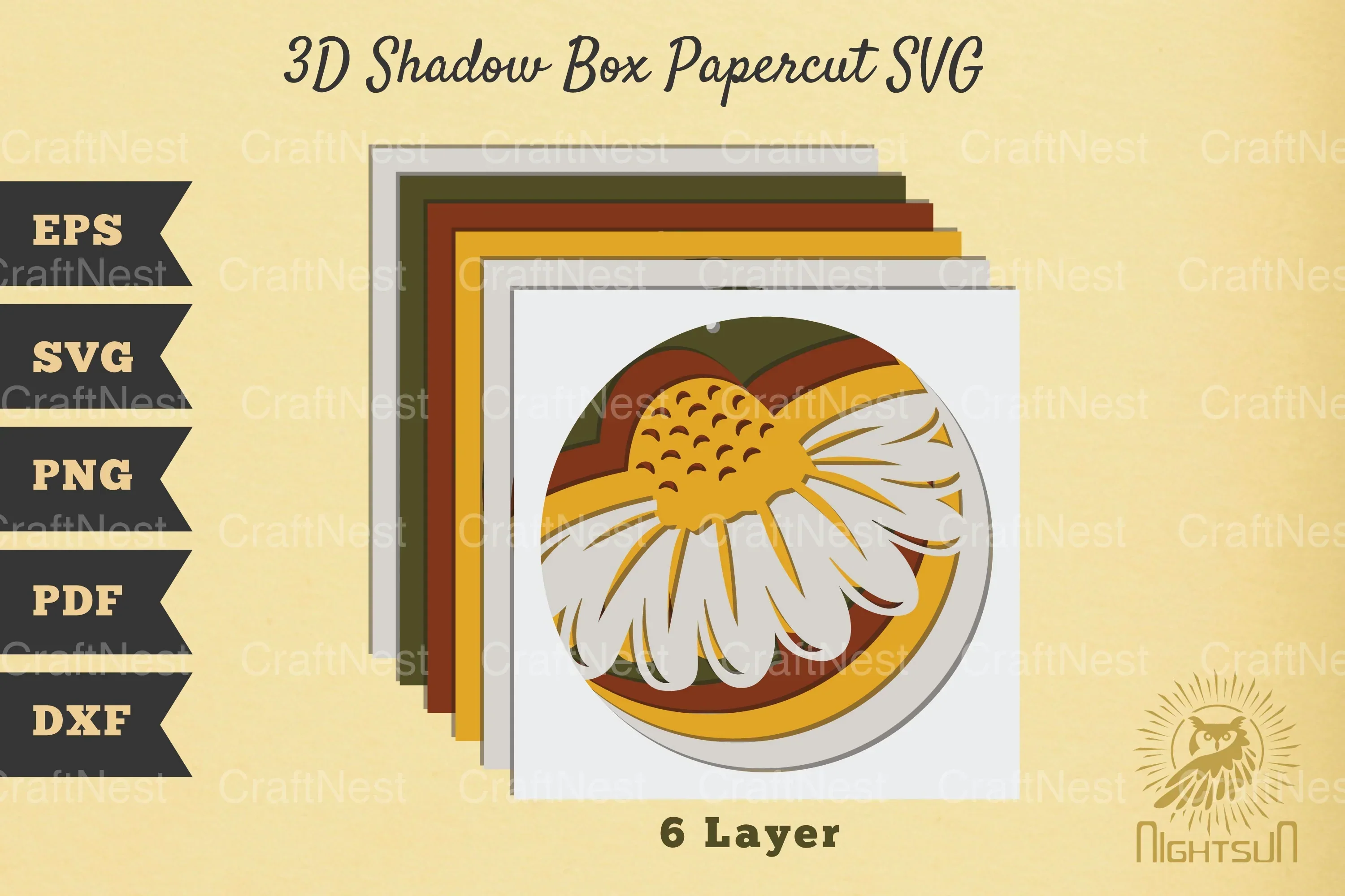 Daisy Flower 3D Shadow Box Papercut Clipart Bundle - Image 2