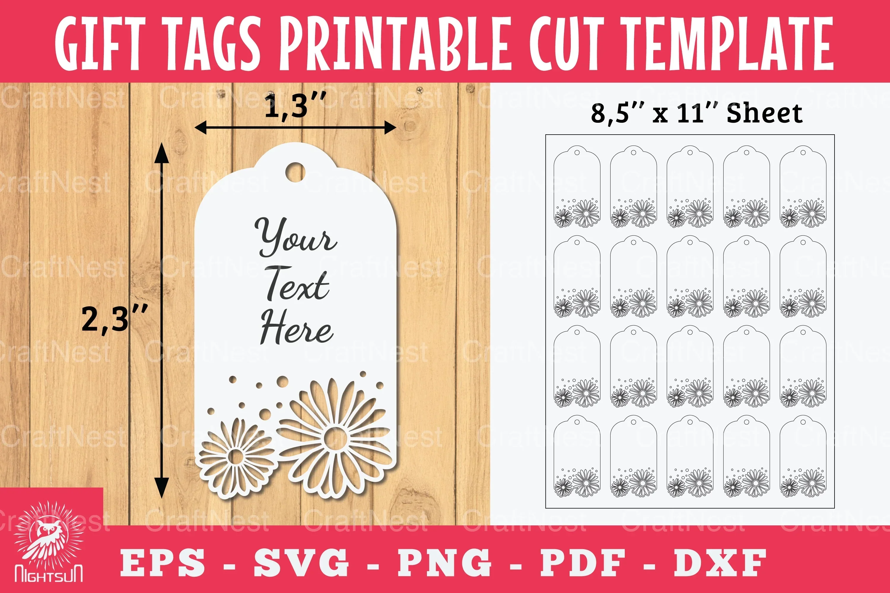 Daisy Flower Gift Tags Printable Clipart Bundle
