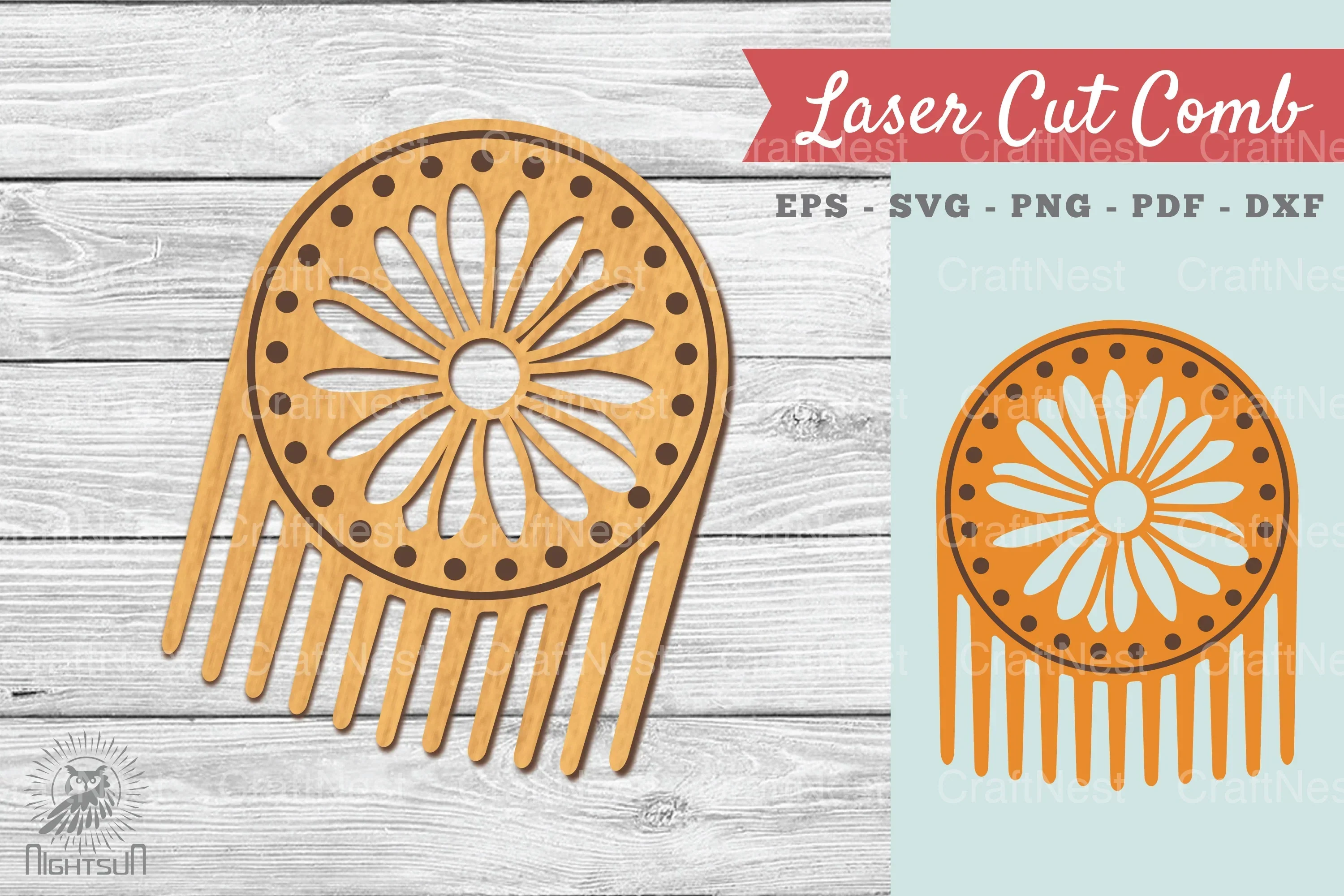 Daisy Flower Laser Cut Comb Clipart Bundle