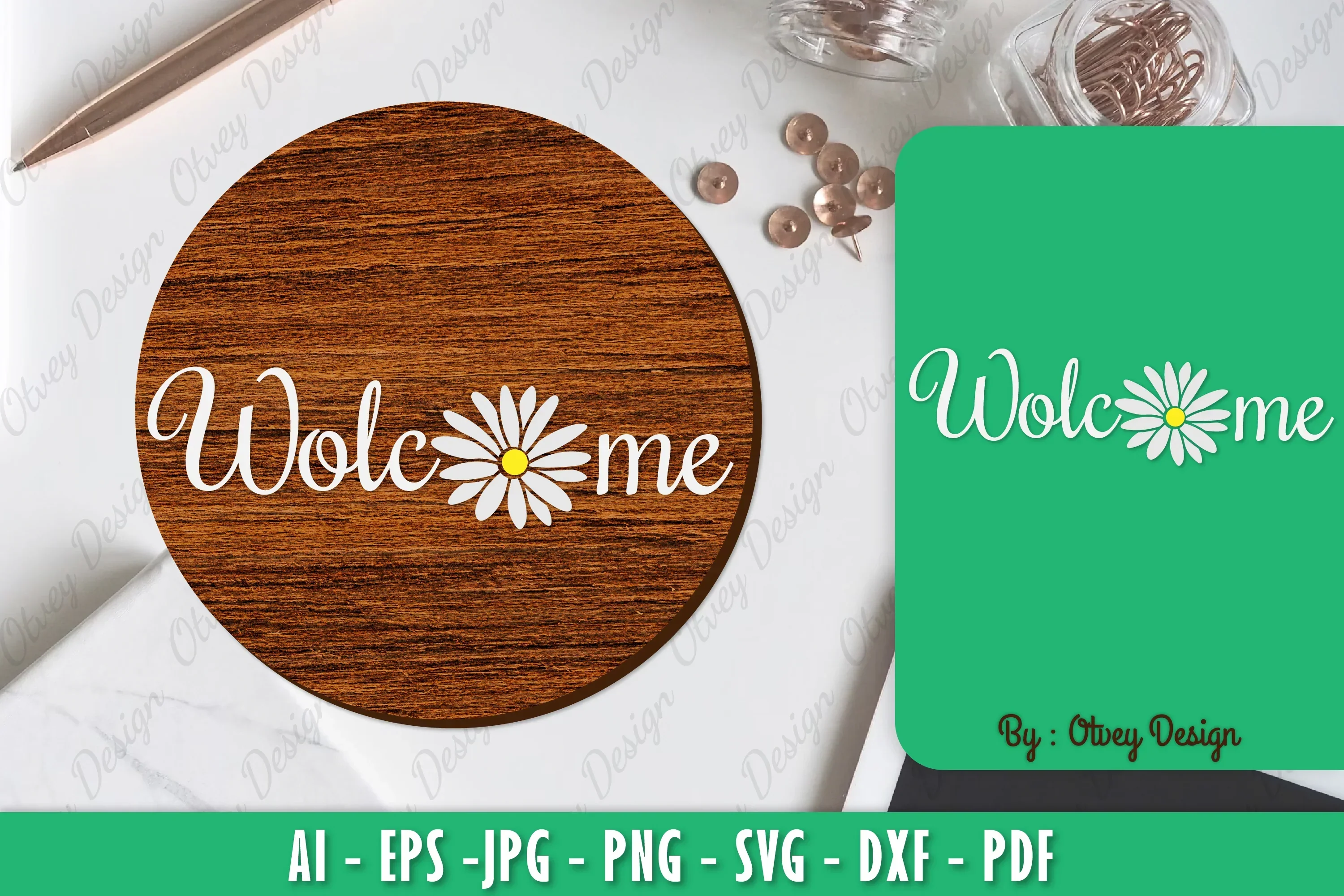 Daisy Flower Welcome Sign SVG Bundle
