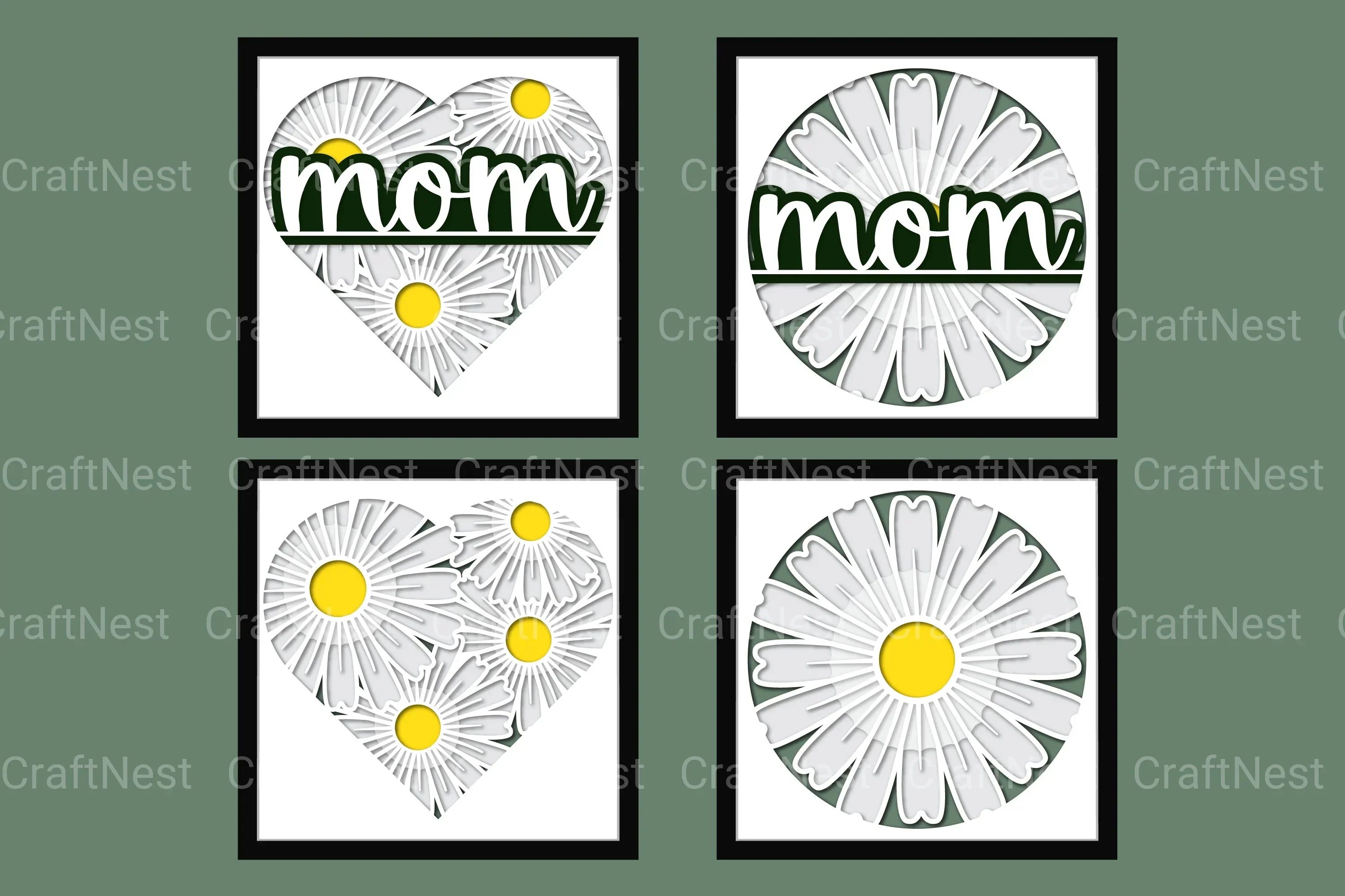 Daisy Mom Layered Papercut SVG Bundle