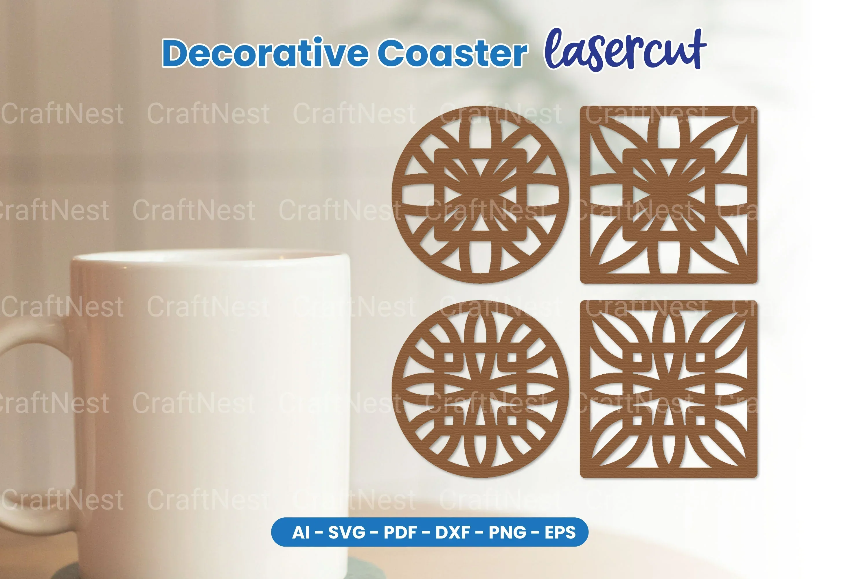 Decorative Coaster Lasercut SVG Bundle