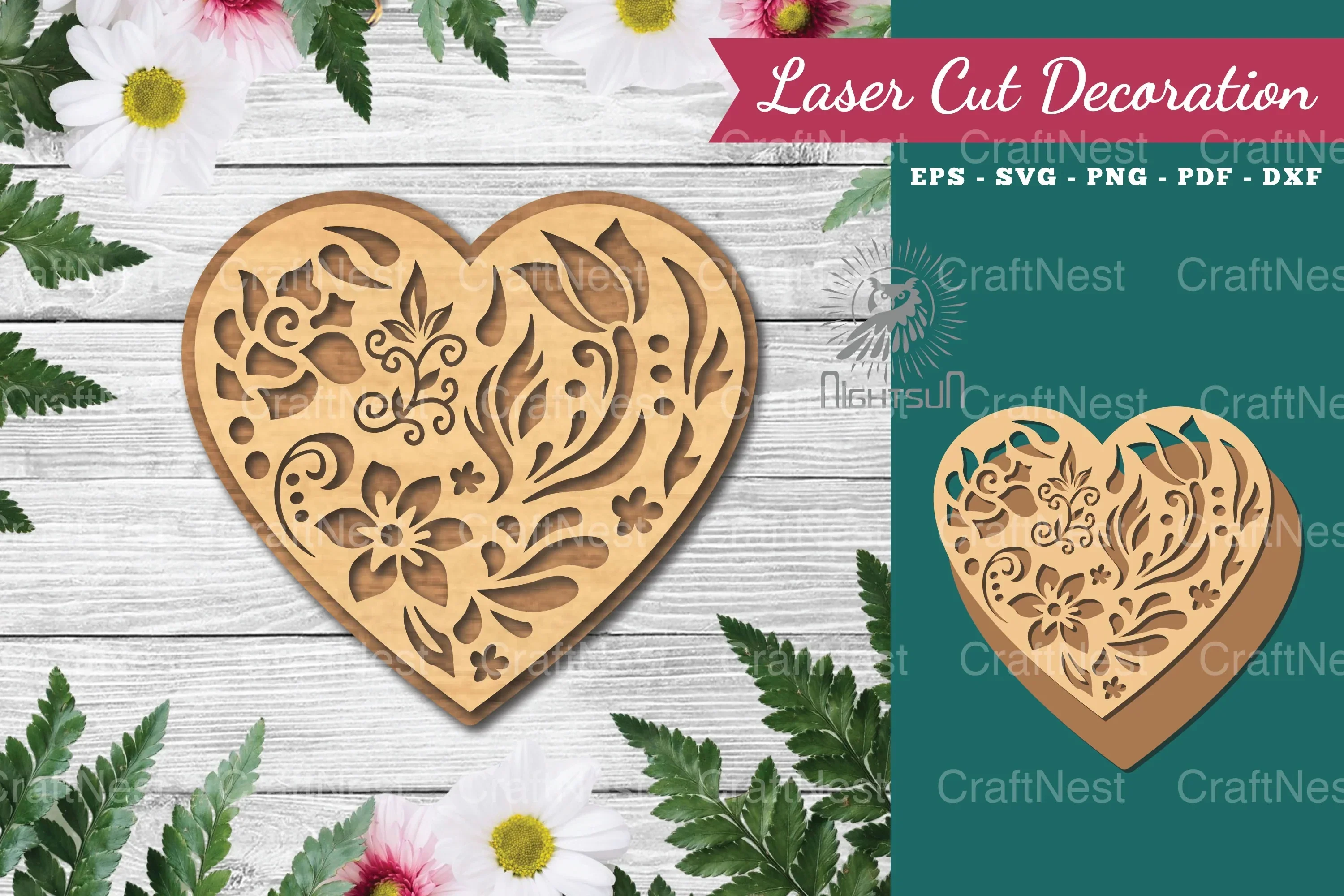 Decorative Heart Laser Cut Decoration Clipart Bundle