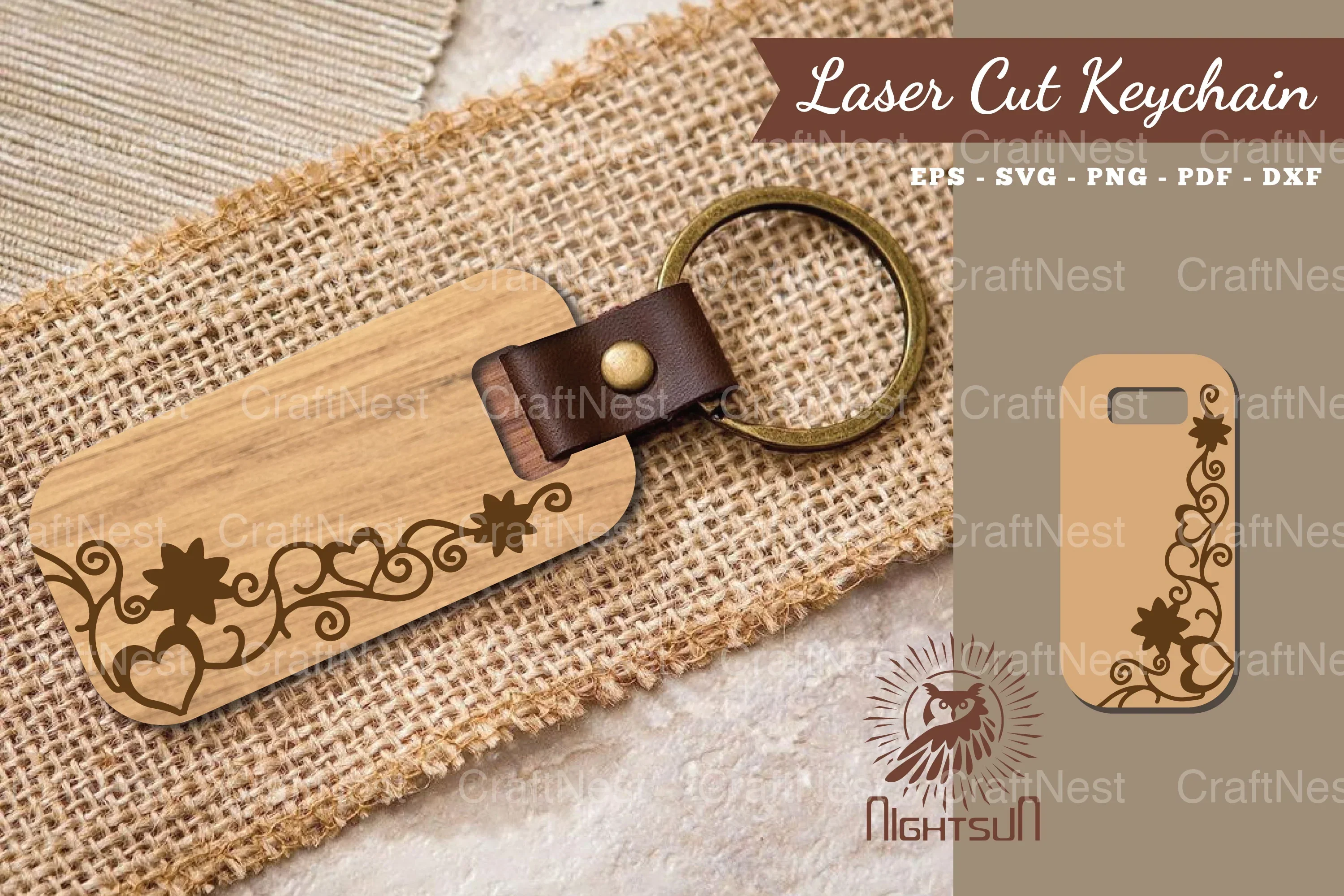 Decorative Heart Laser Cut Keychain Design Bundle