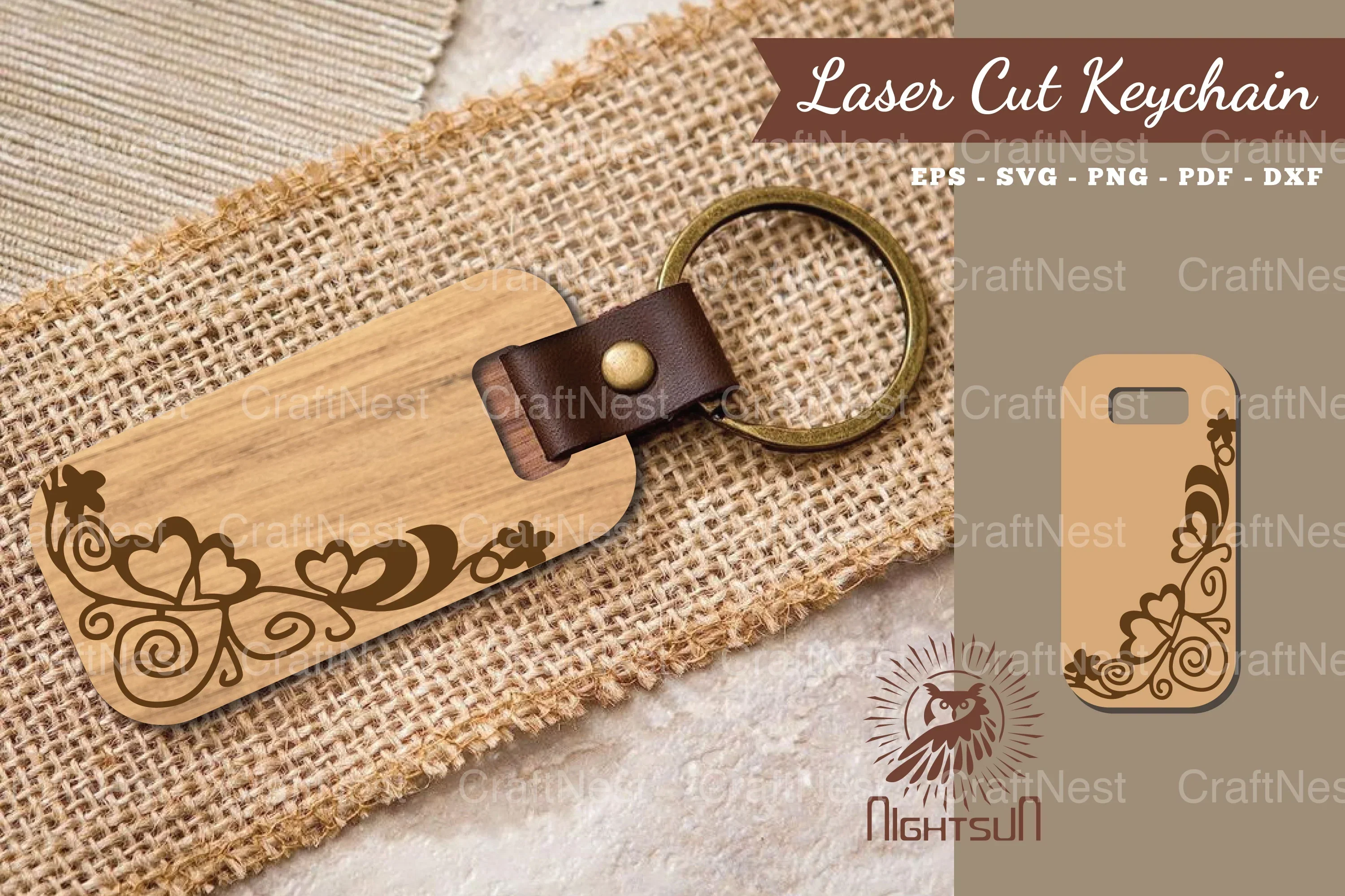 Decorative Heart Laser Cut Keychain Design Bundle