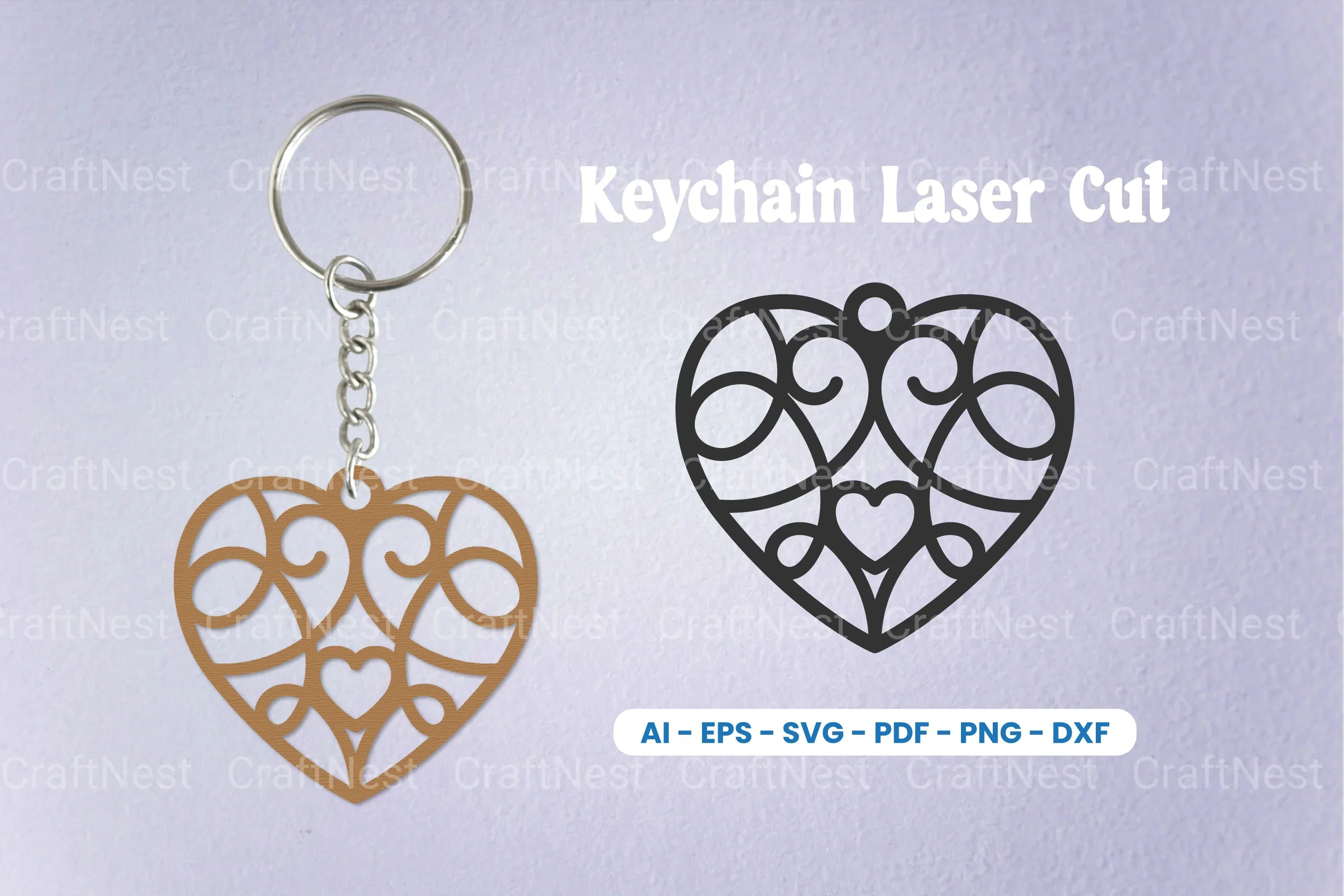 Decorative Heart Laser Cut Keychain SVG Bundle