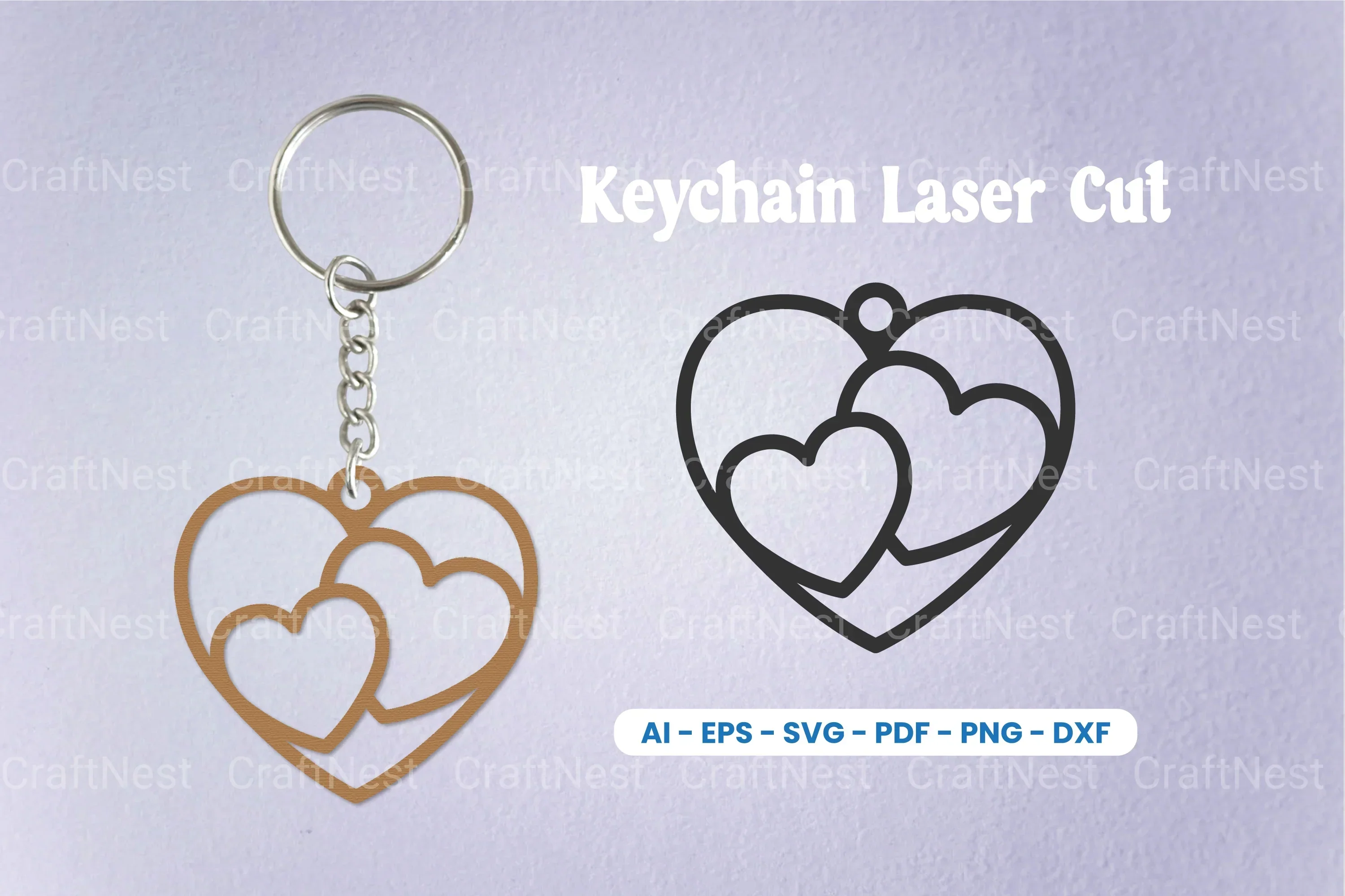 Decorative Heart Laser Cut Keychain SVG Bundle