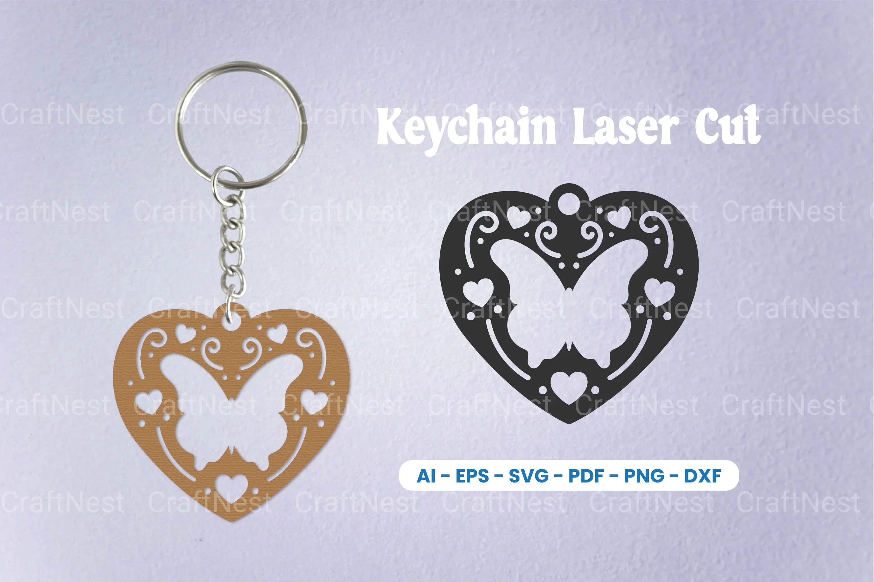 Decorative Heart Laser Cut Keychain SVG Bundle