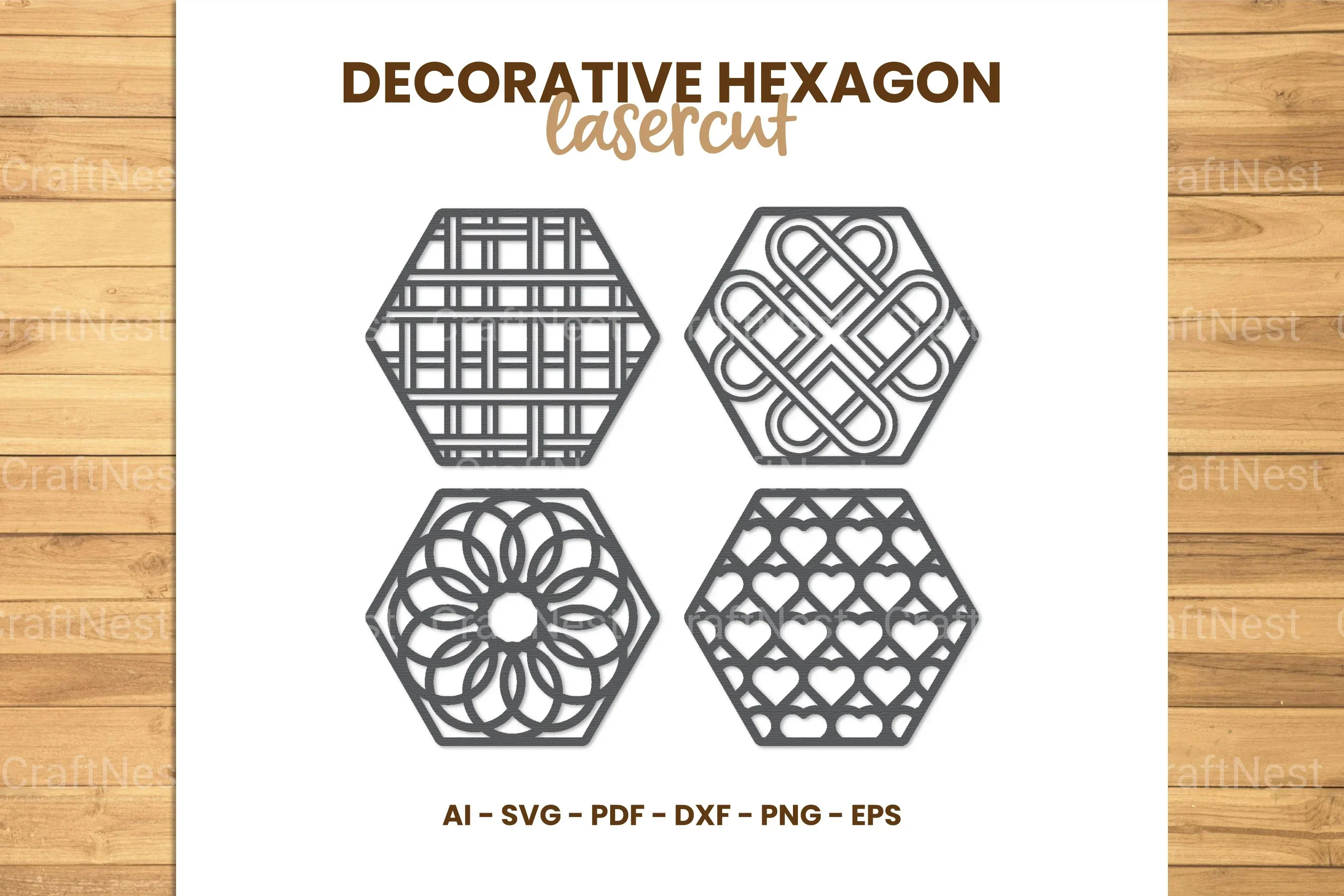 Decorative Hexagon Lasercut SVG Bundle