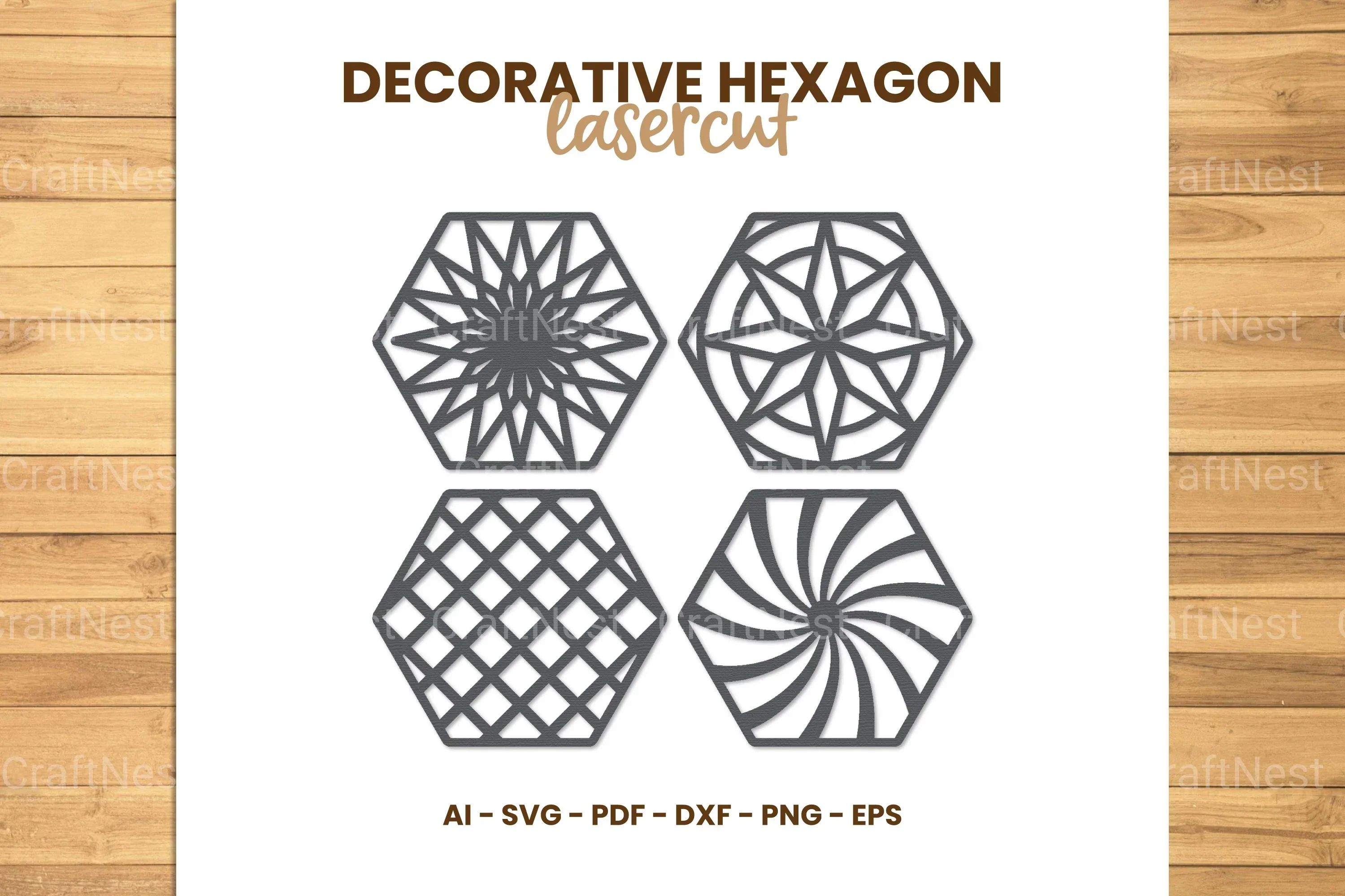 Decorative Hexagon Lasercut SVG Bundle