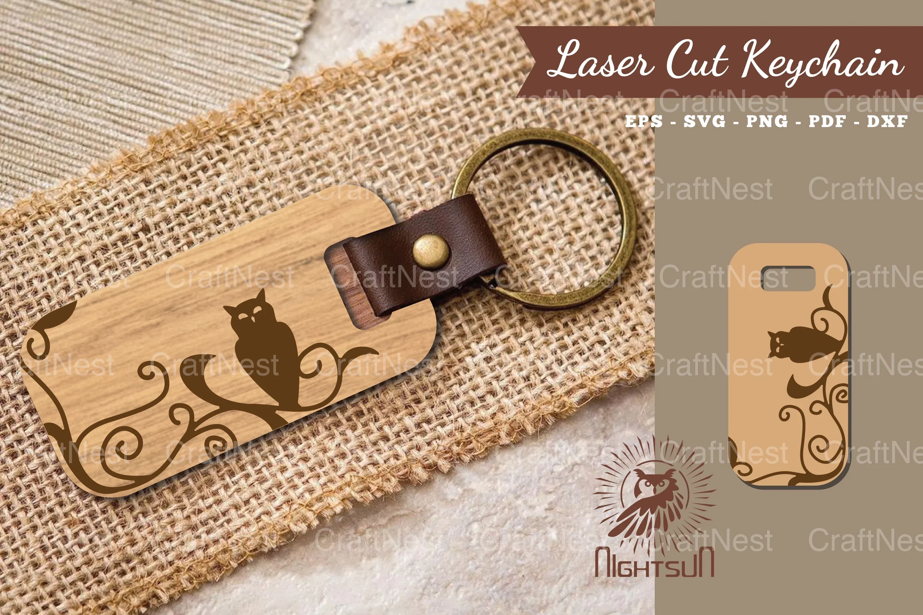 Decorative Owl Laser Cut Keychain Design Bundle