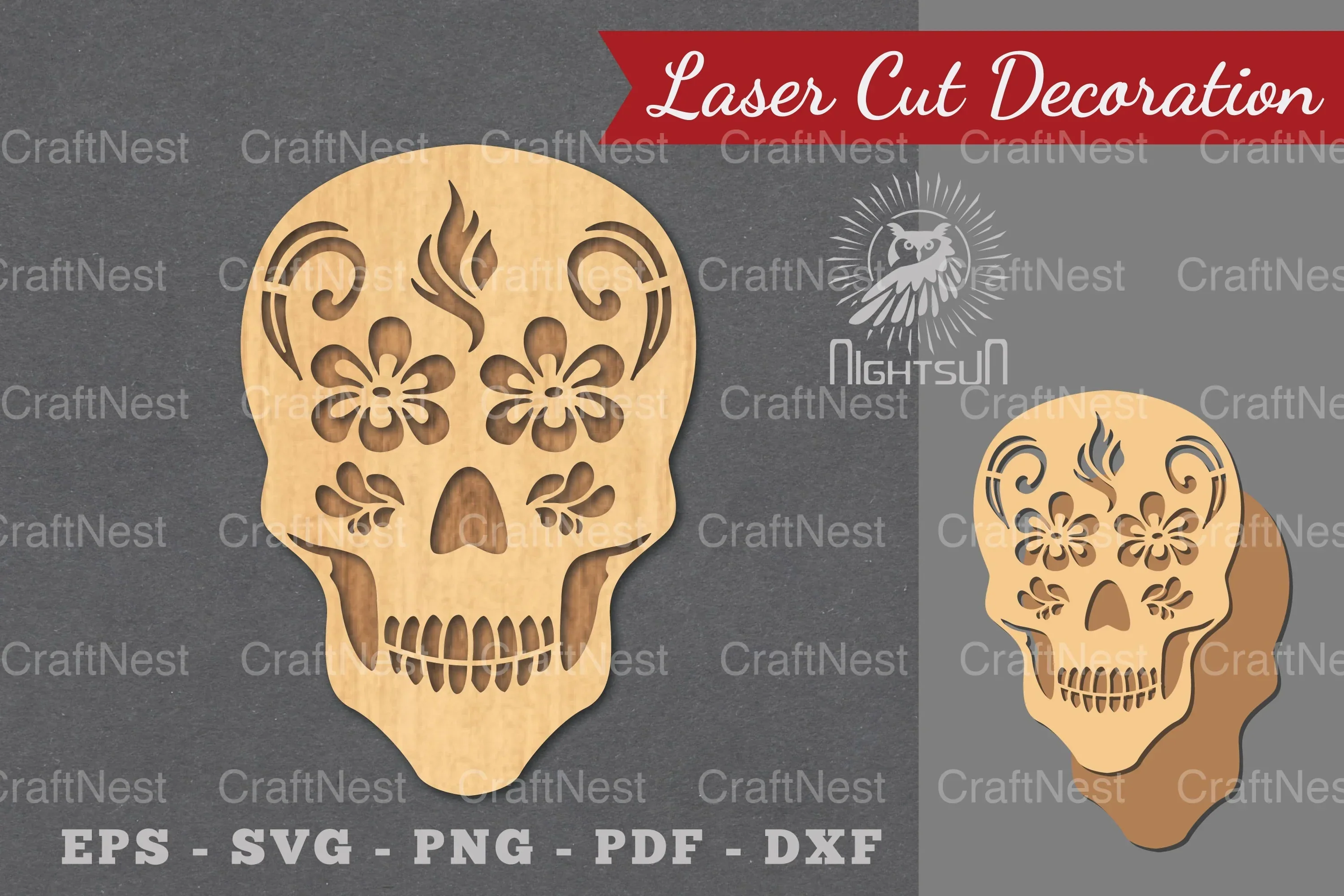 Decorative Skull Laser Cut Decoration Clipart Bundle