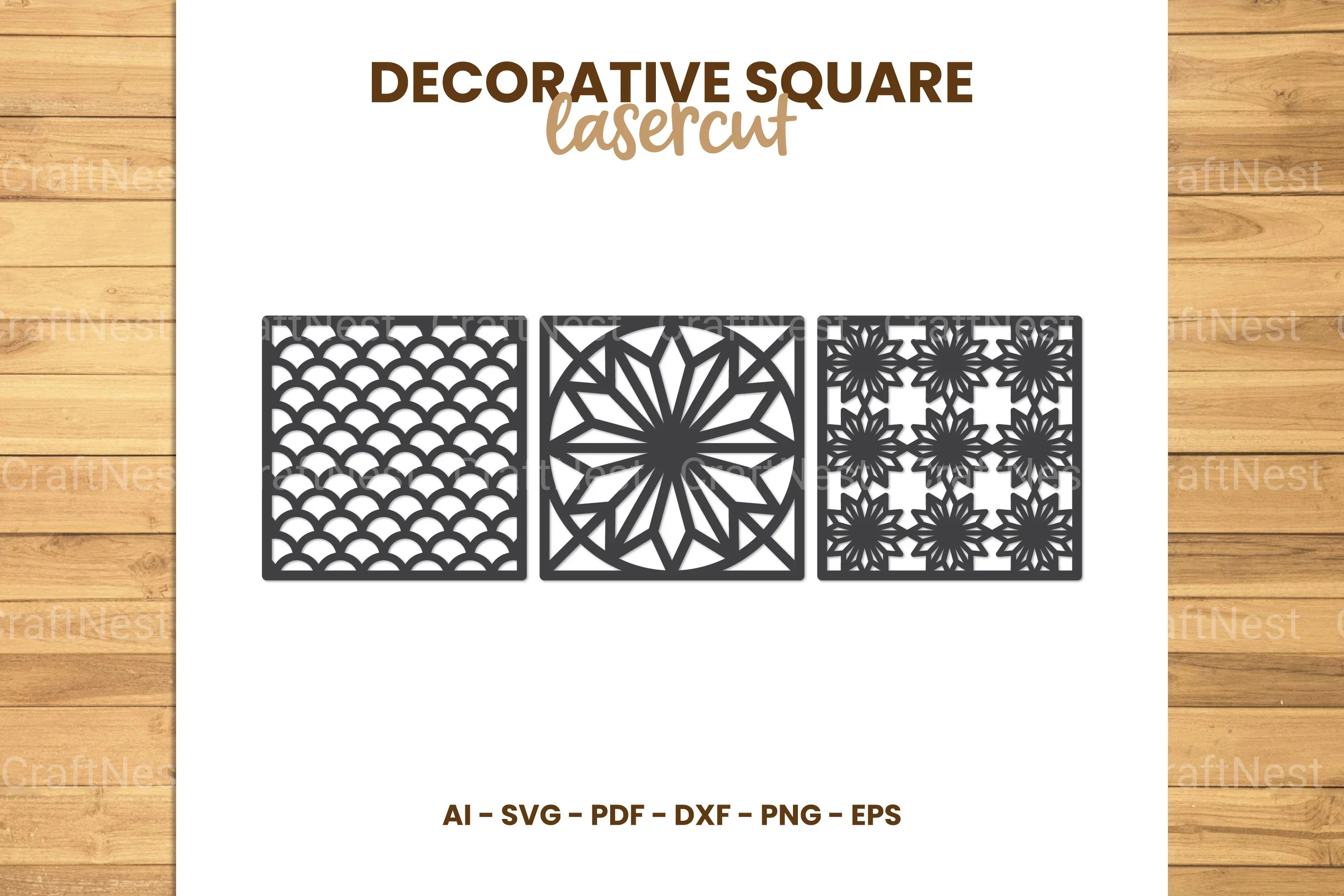 Decorative Square Lasercut SVG Bundle