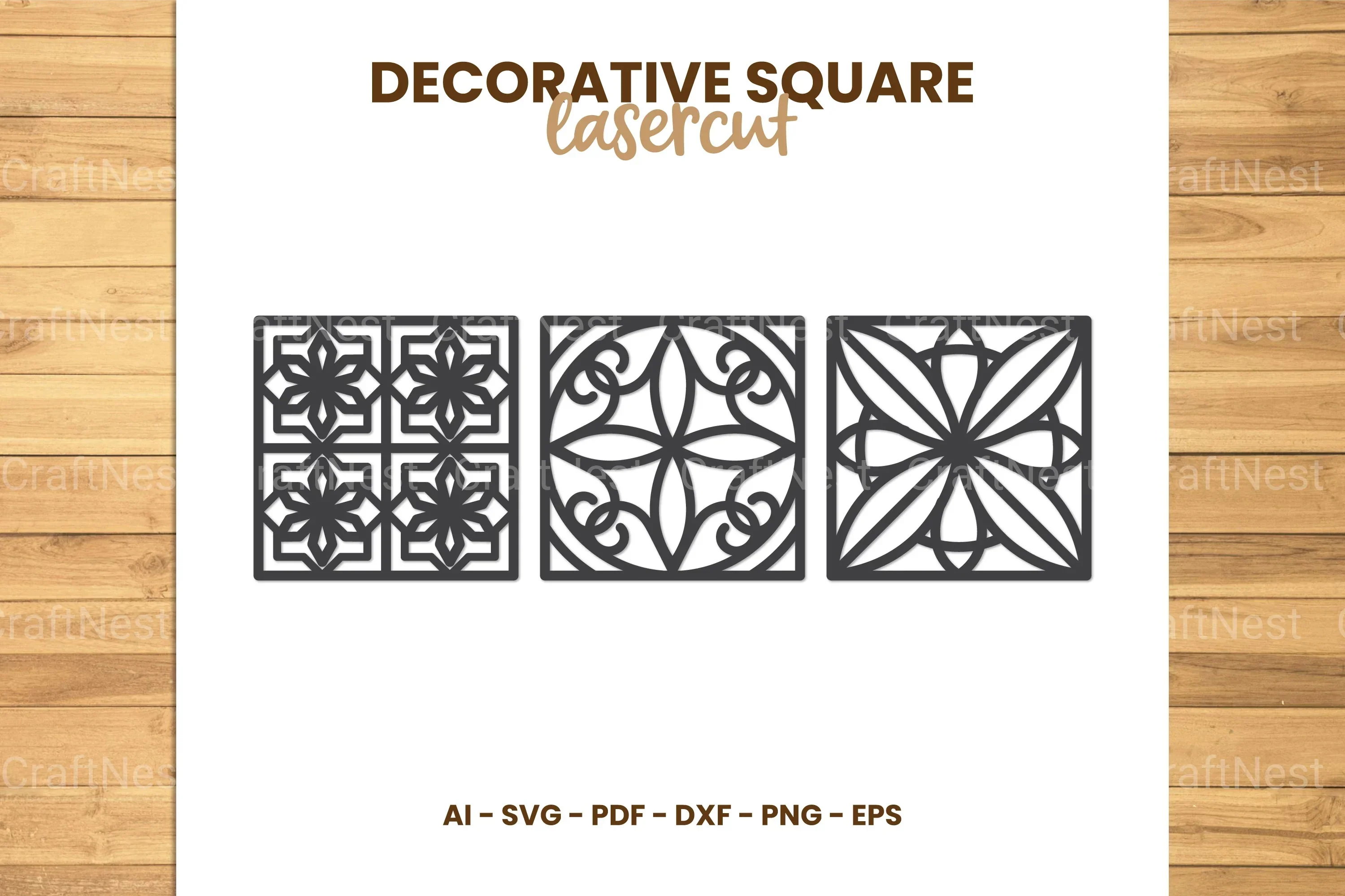 Decorative Square Lasercut SVG Bundle