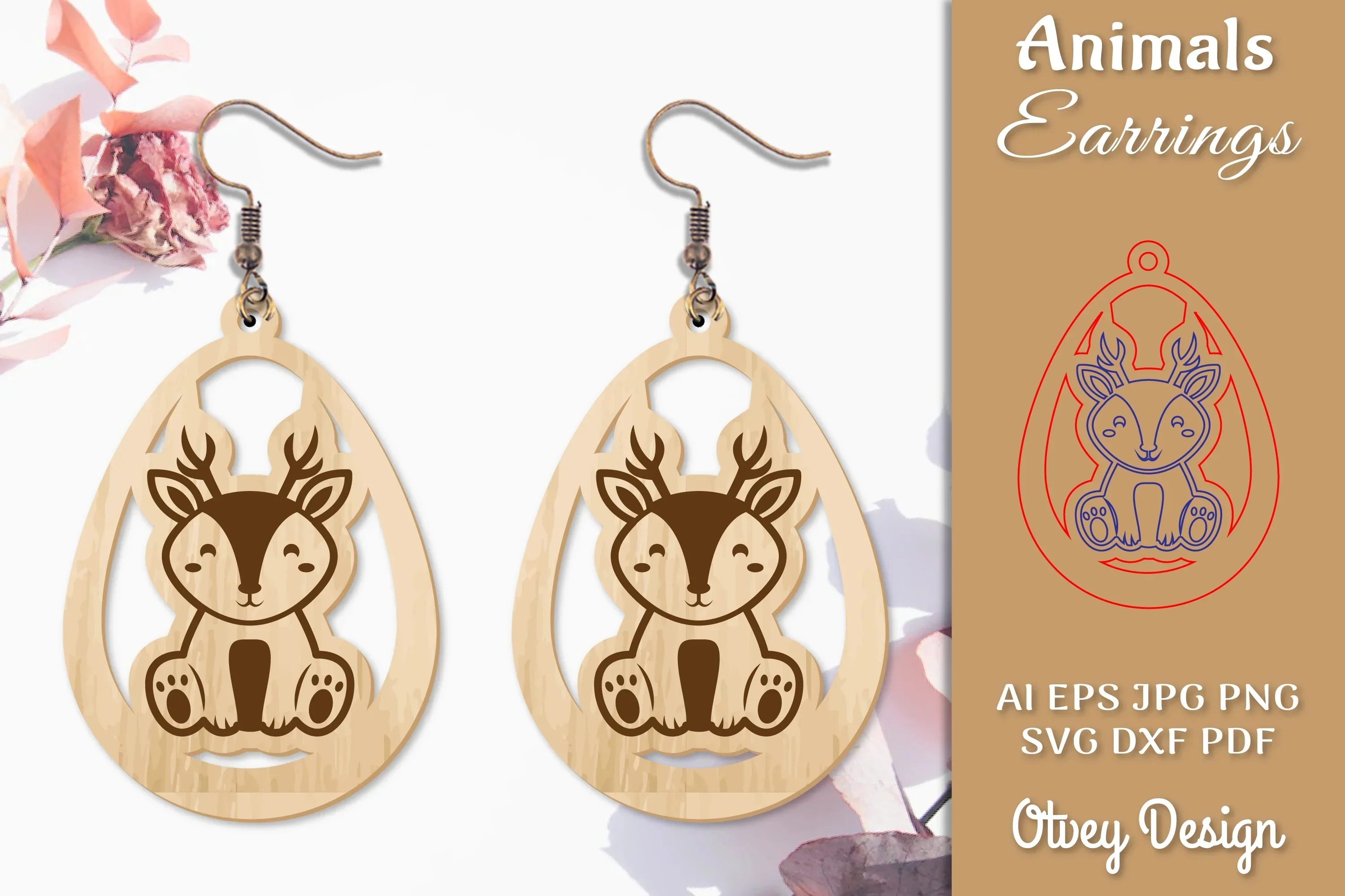 Deer Animal Earrings Lasercut SVG Bundle